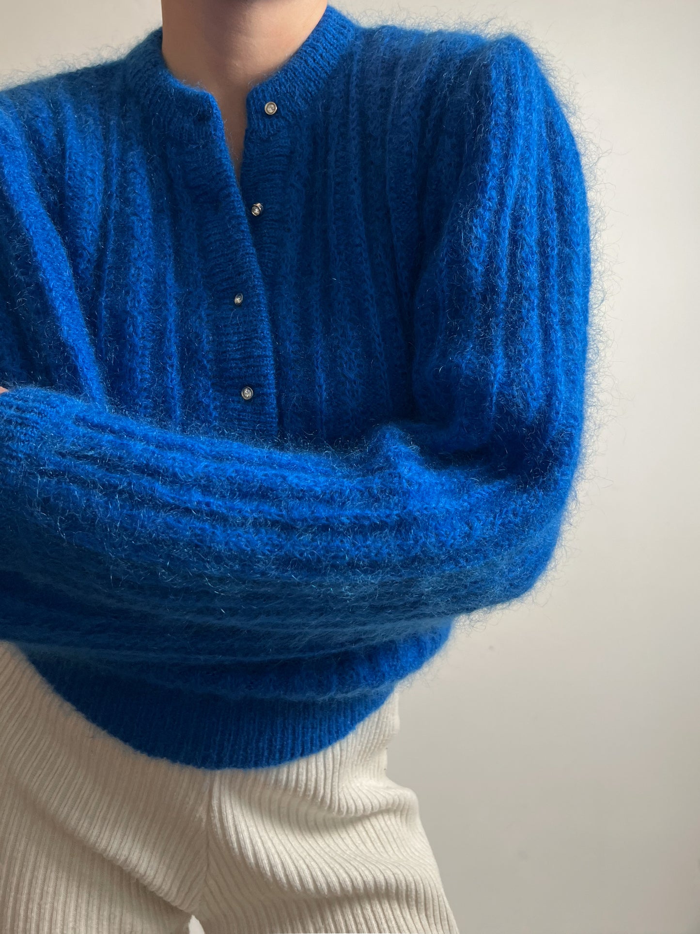 Kid mohair and wool blue pull