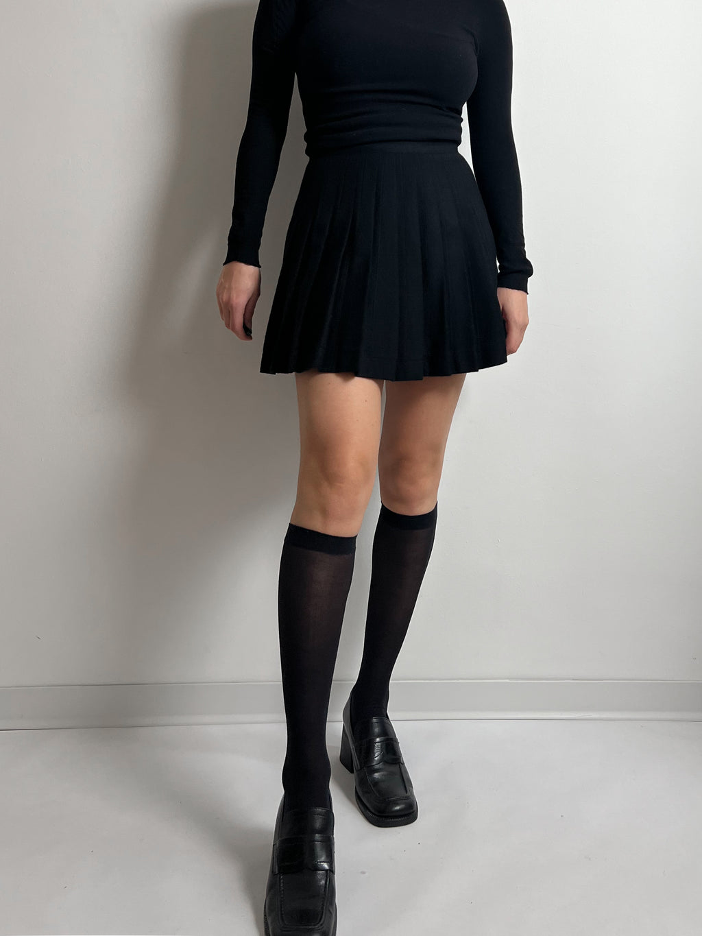 Pure wool black mini skirt