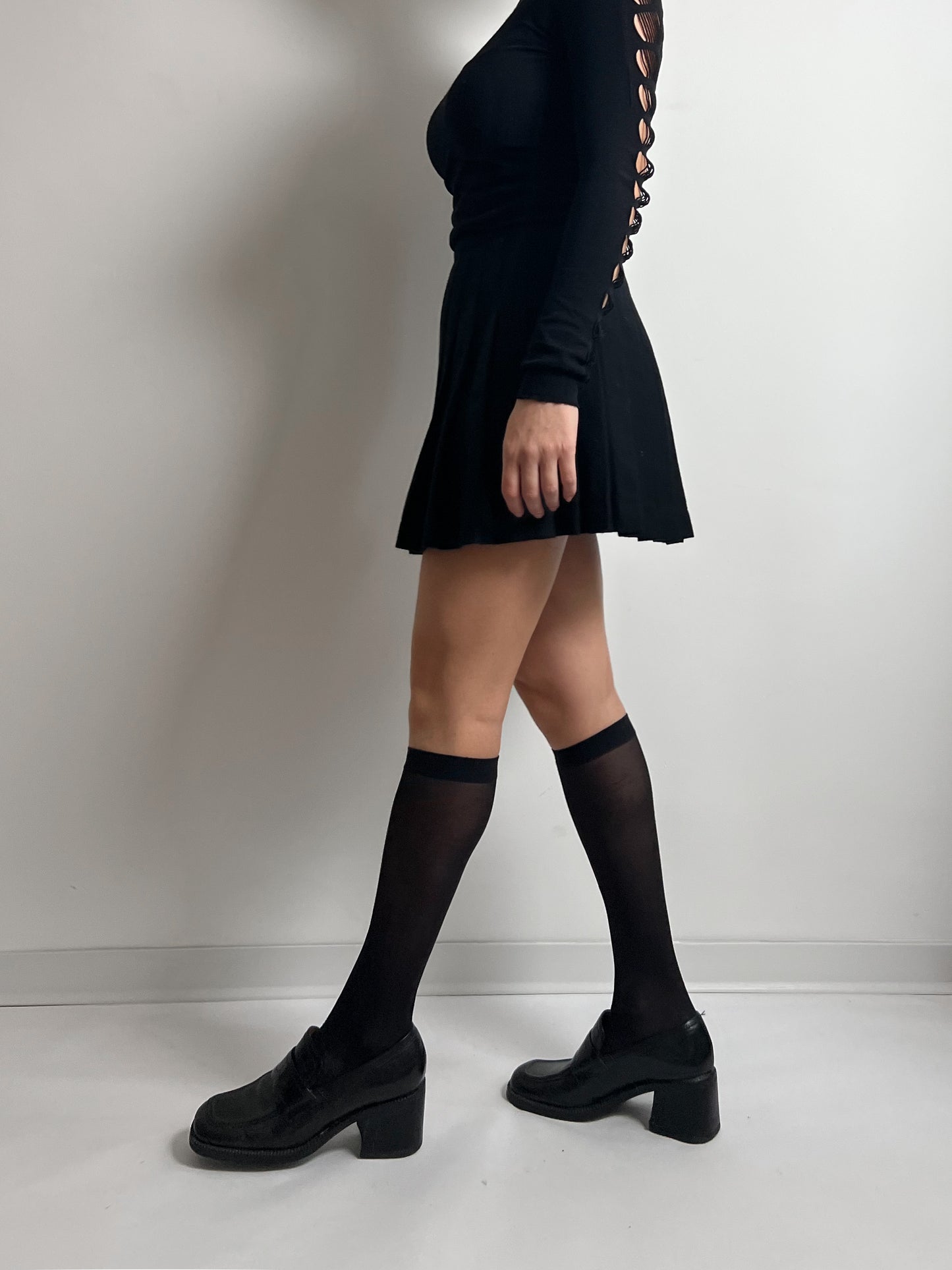 Pure wool black mini skirt