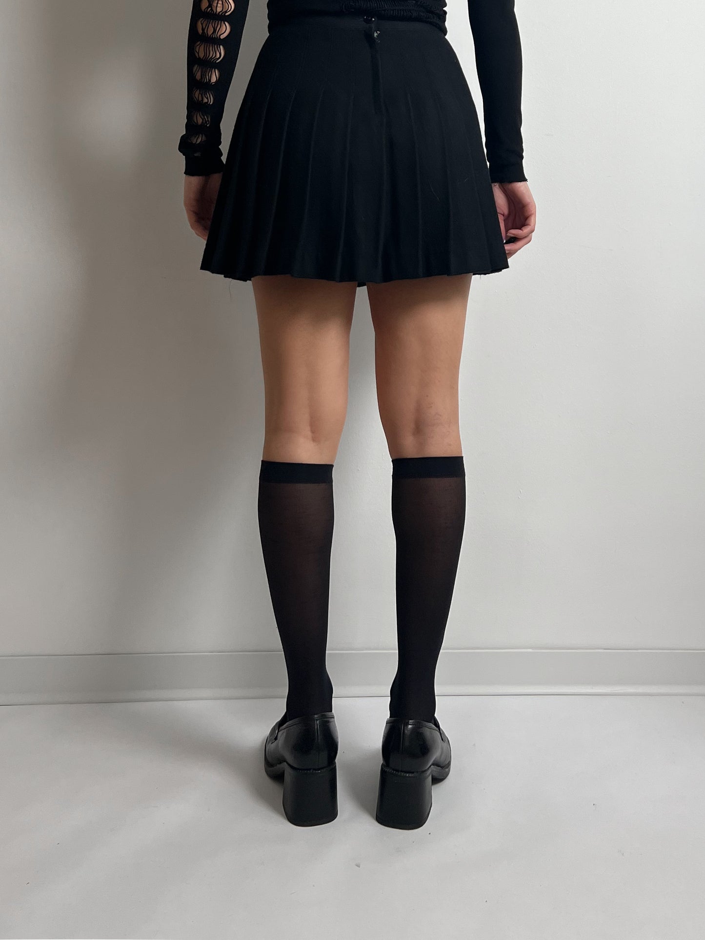 Pure wool black mini skirt