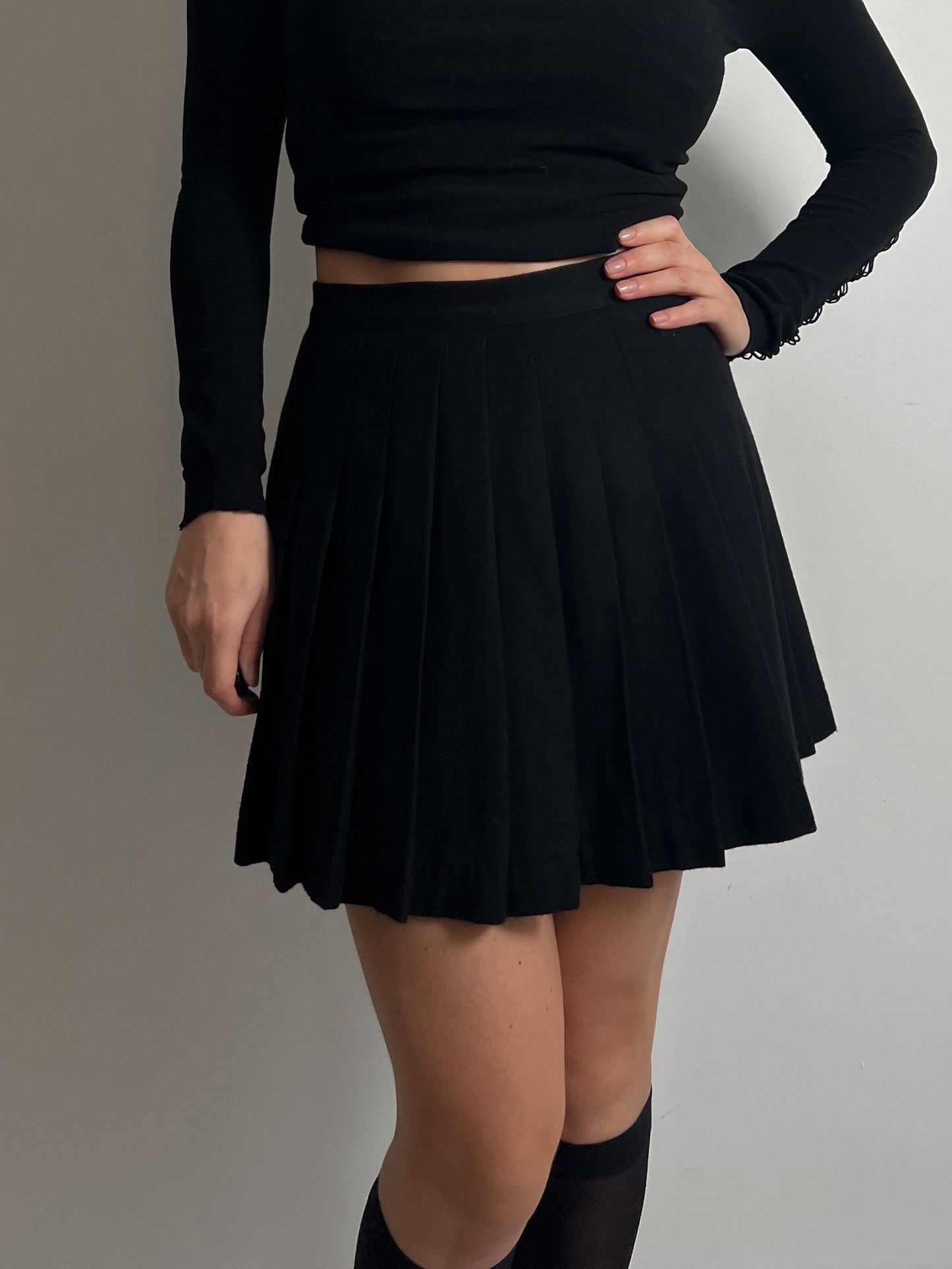 Pure wool black mini skirt