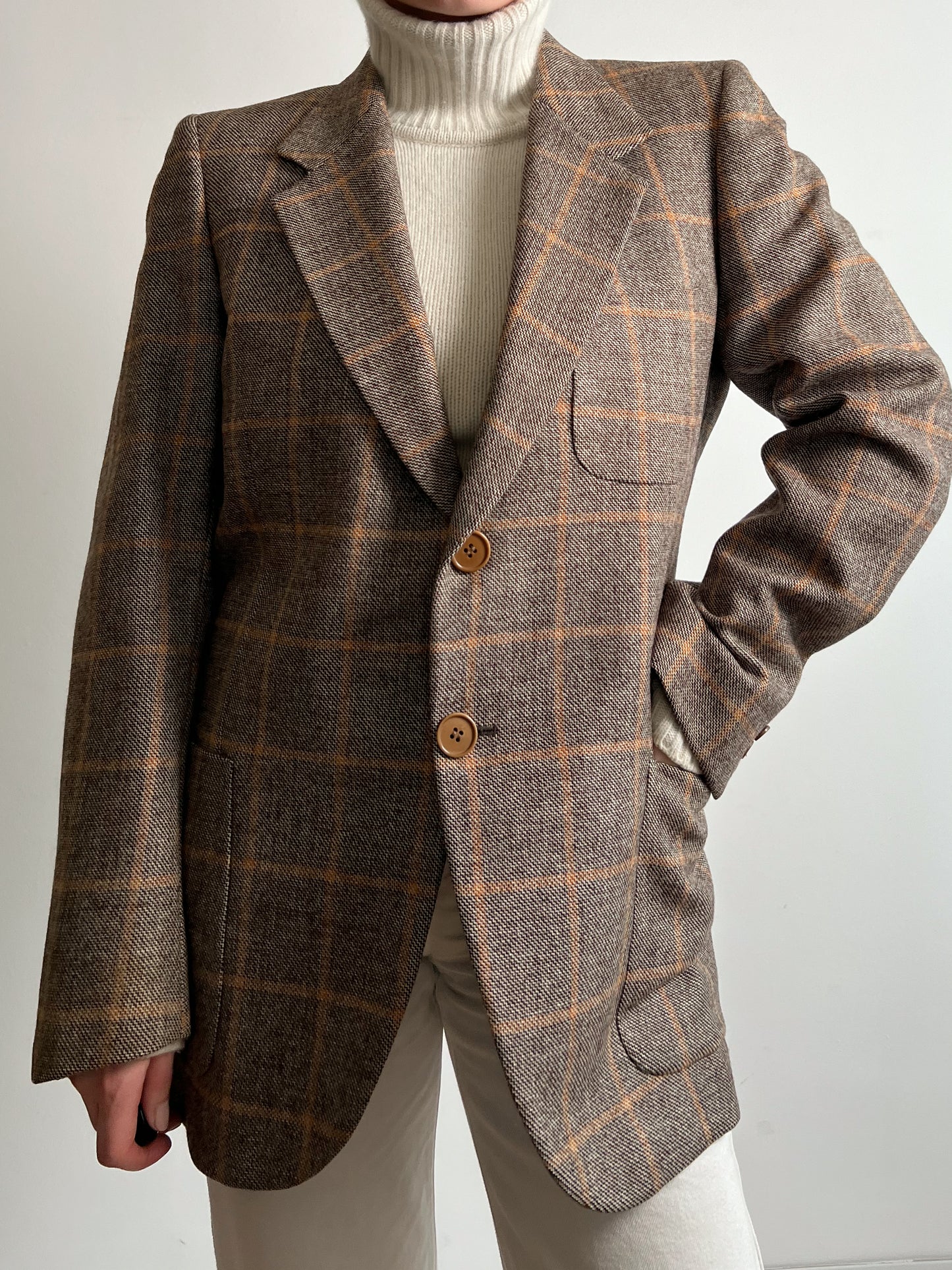 Pure wool check blazer