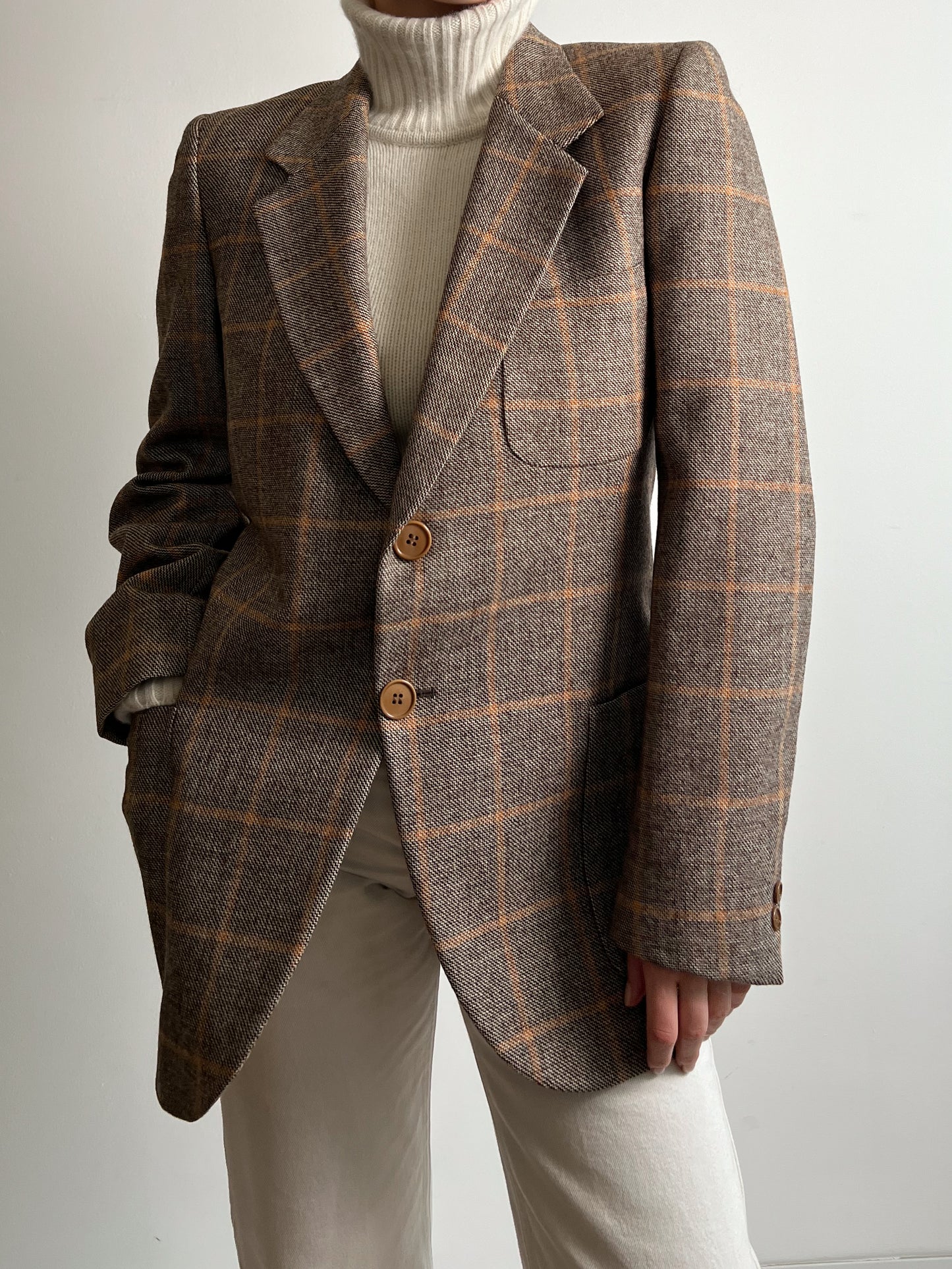 Pure wool check blazer