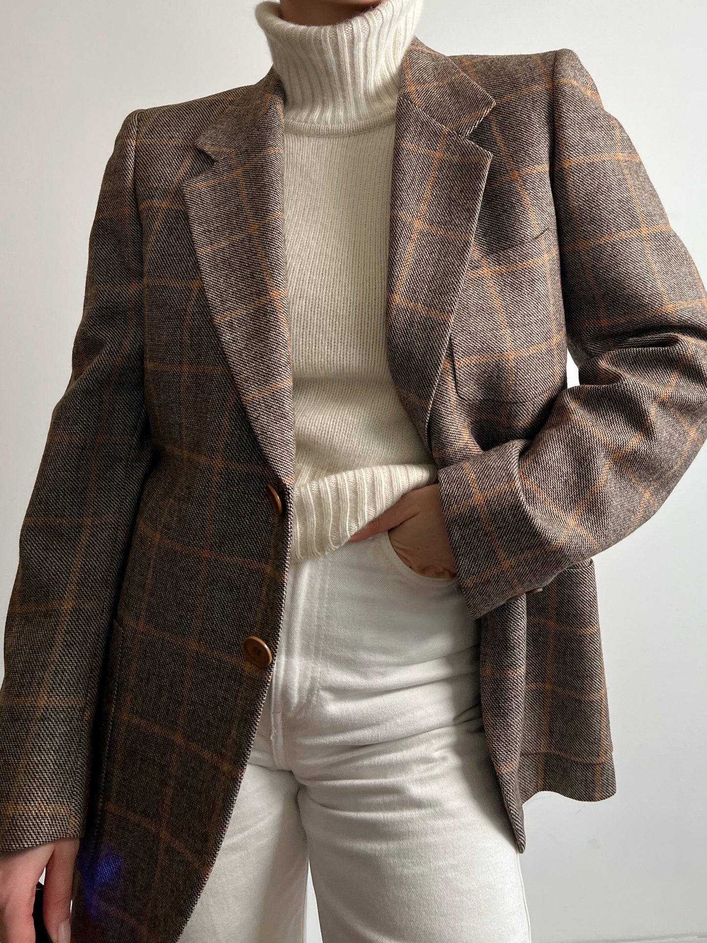 Pure wool check blazer