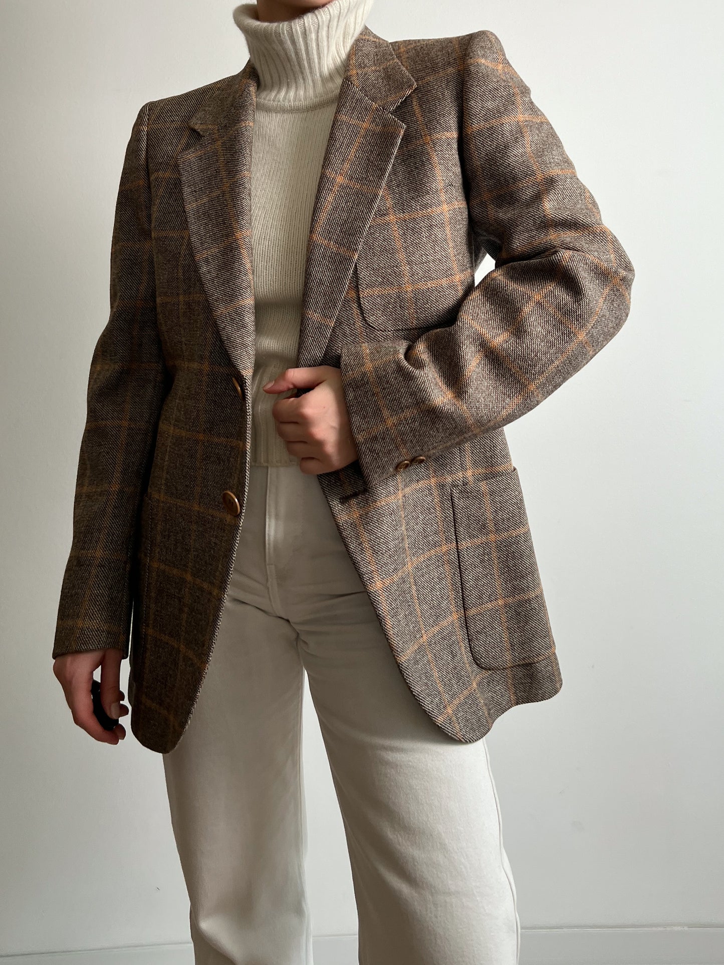 Pure wool check blazer