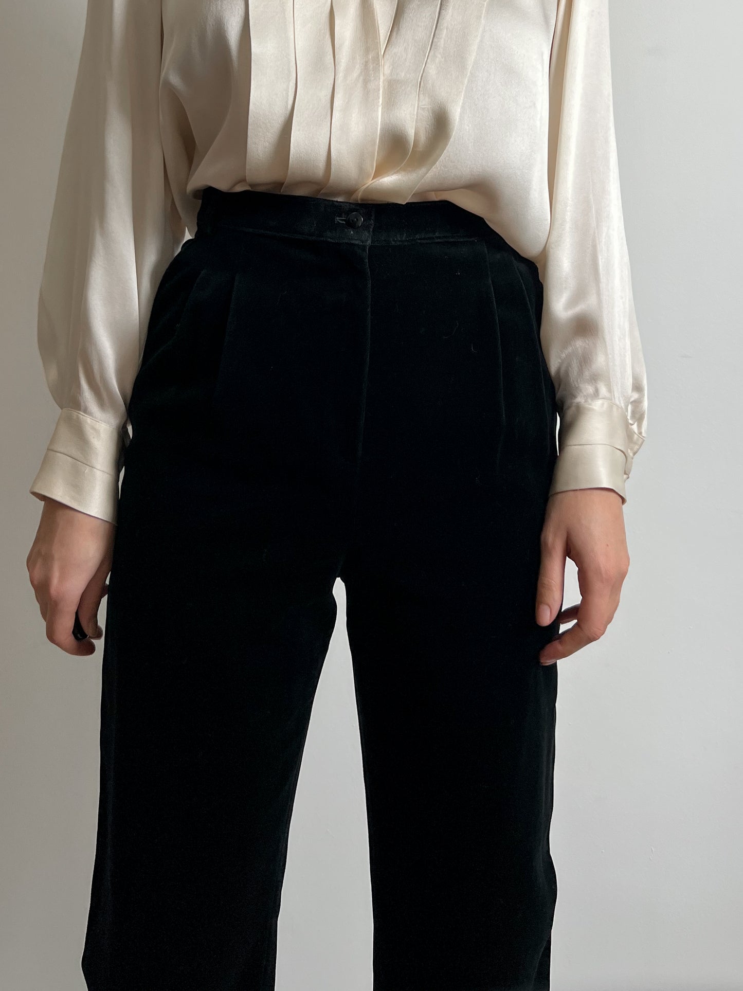 Velvet tailored black pants