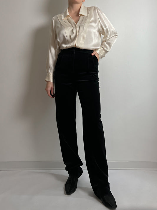 Velvet tailored black pants