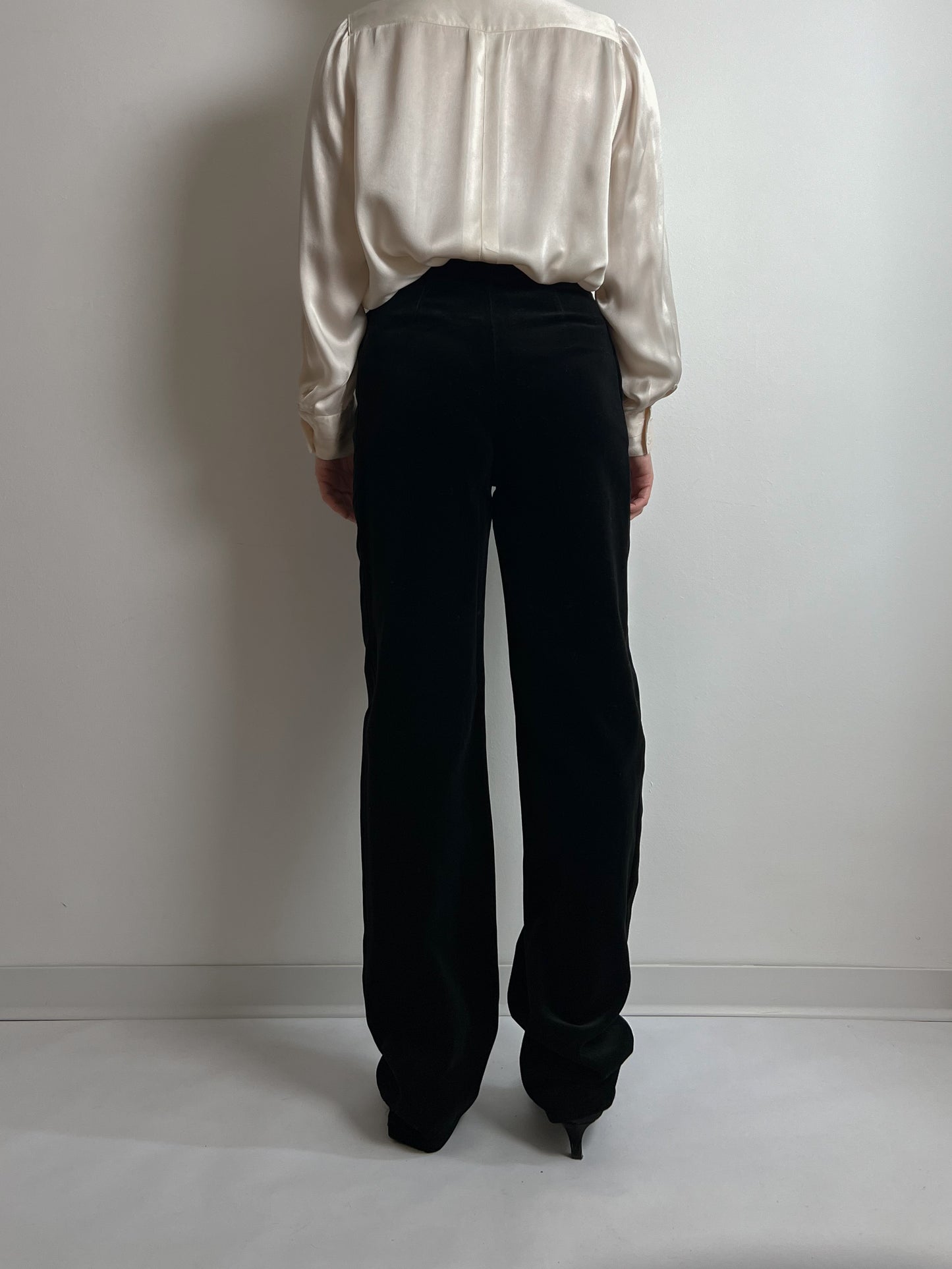 Velvet tailored black pants