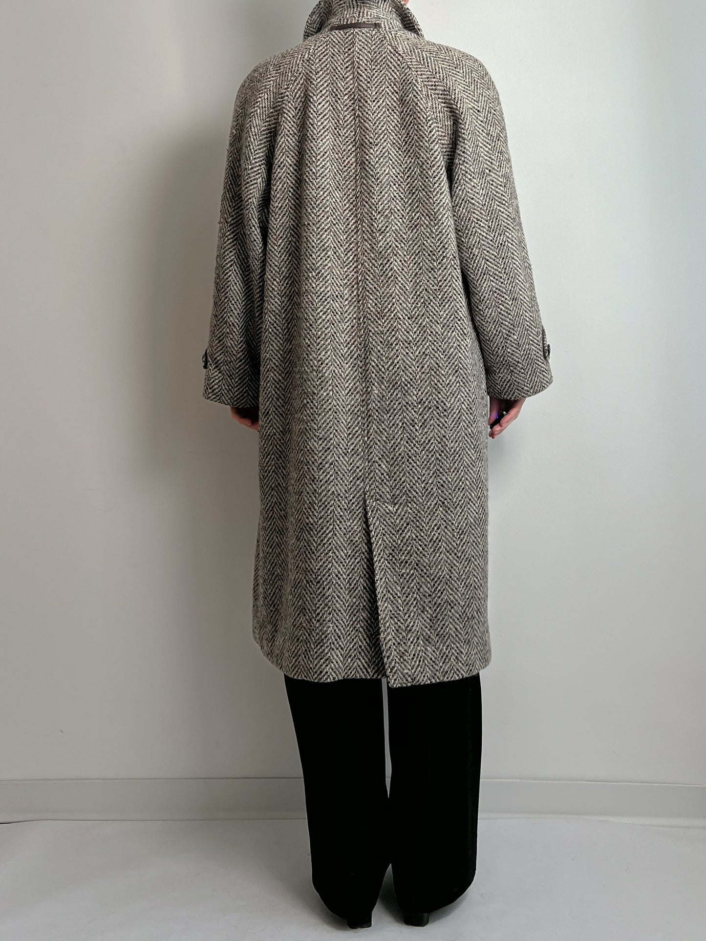 Pure virgin wool herringbone coat