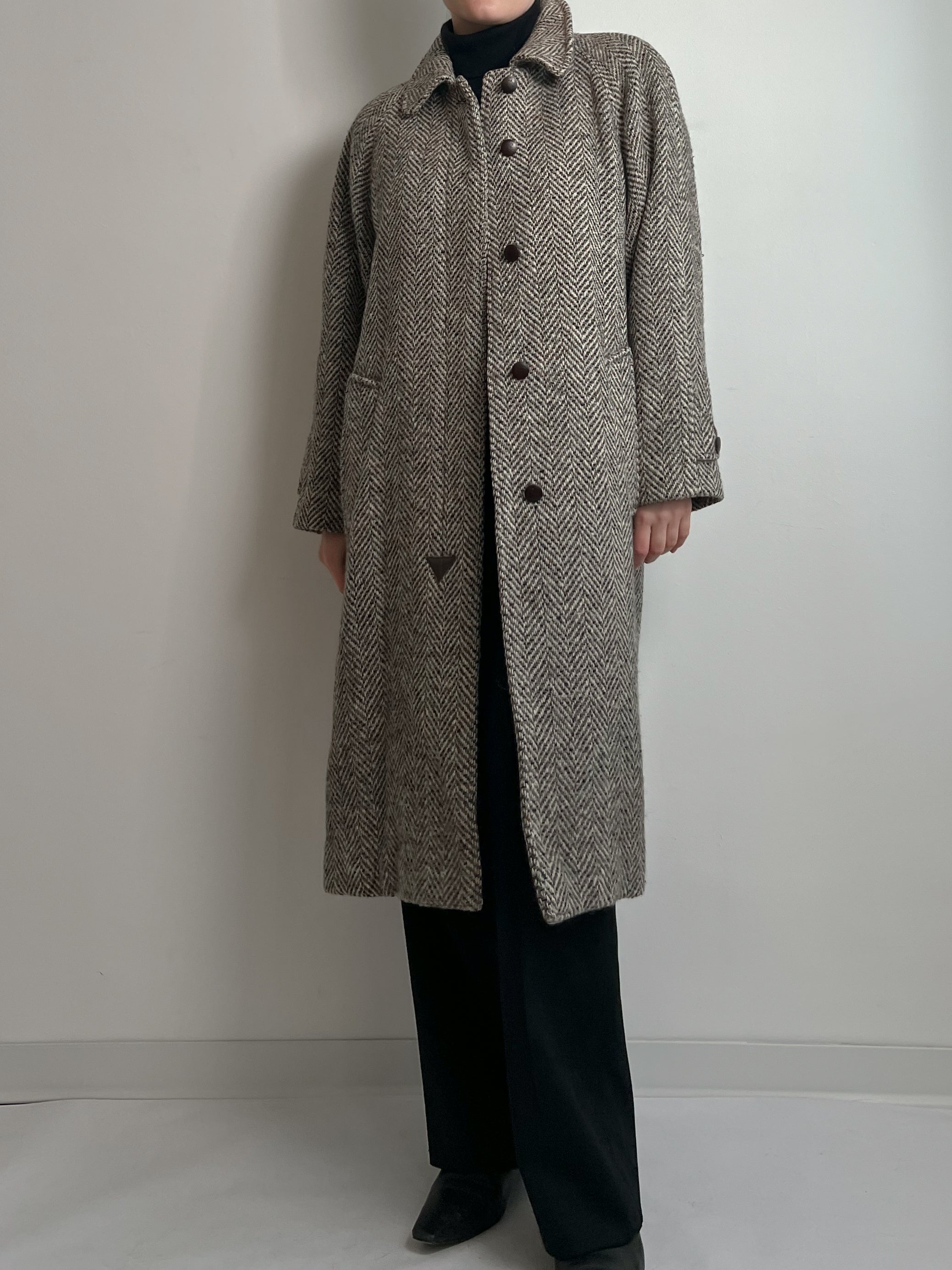 Pure virgin wool herringbone coat