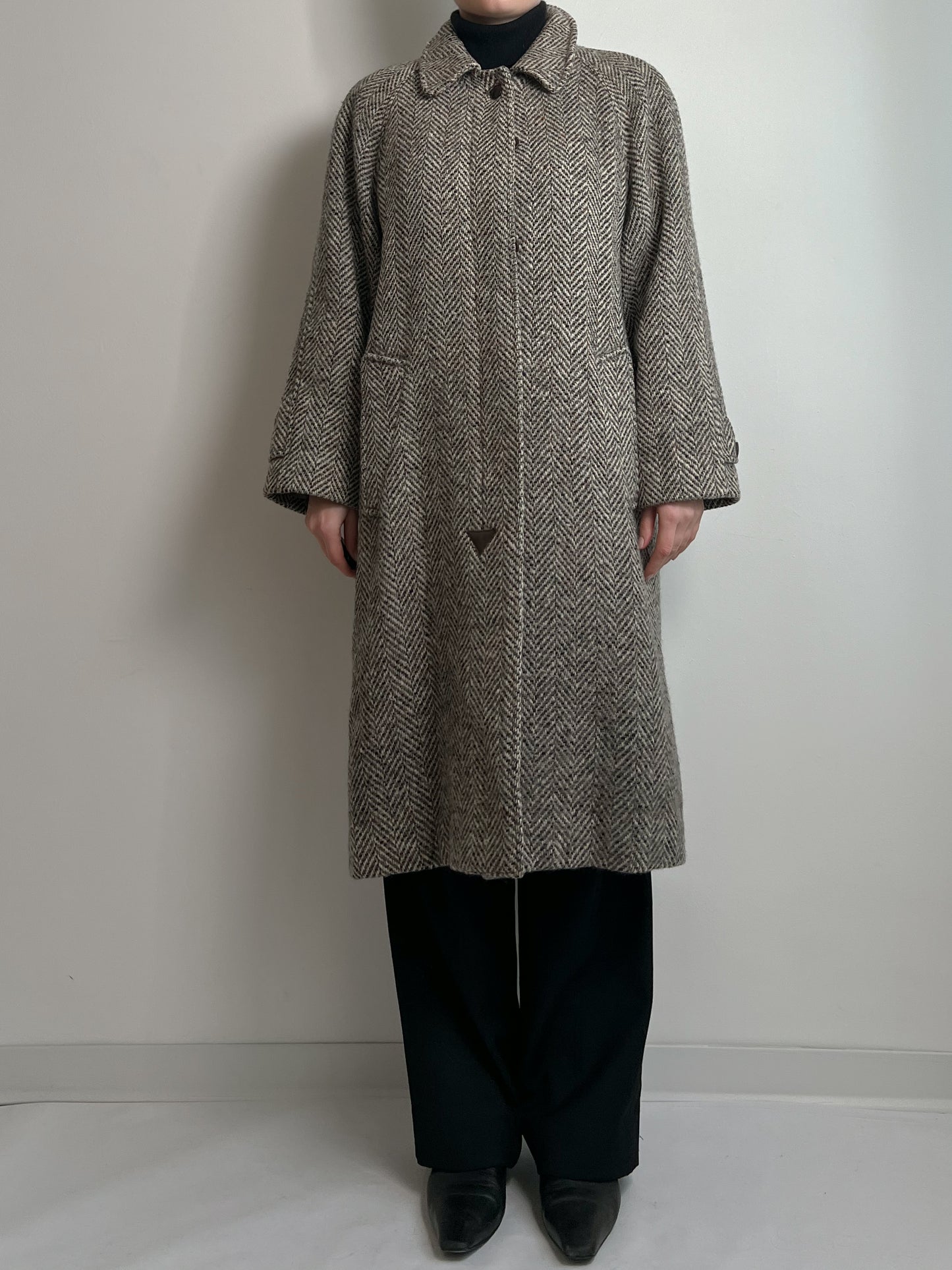 Pure virgin wool herringbone coat