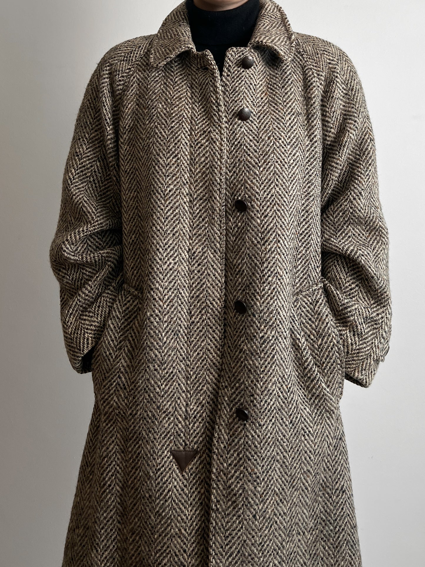 Pure virgin wool herringbone coat