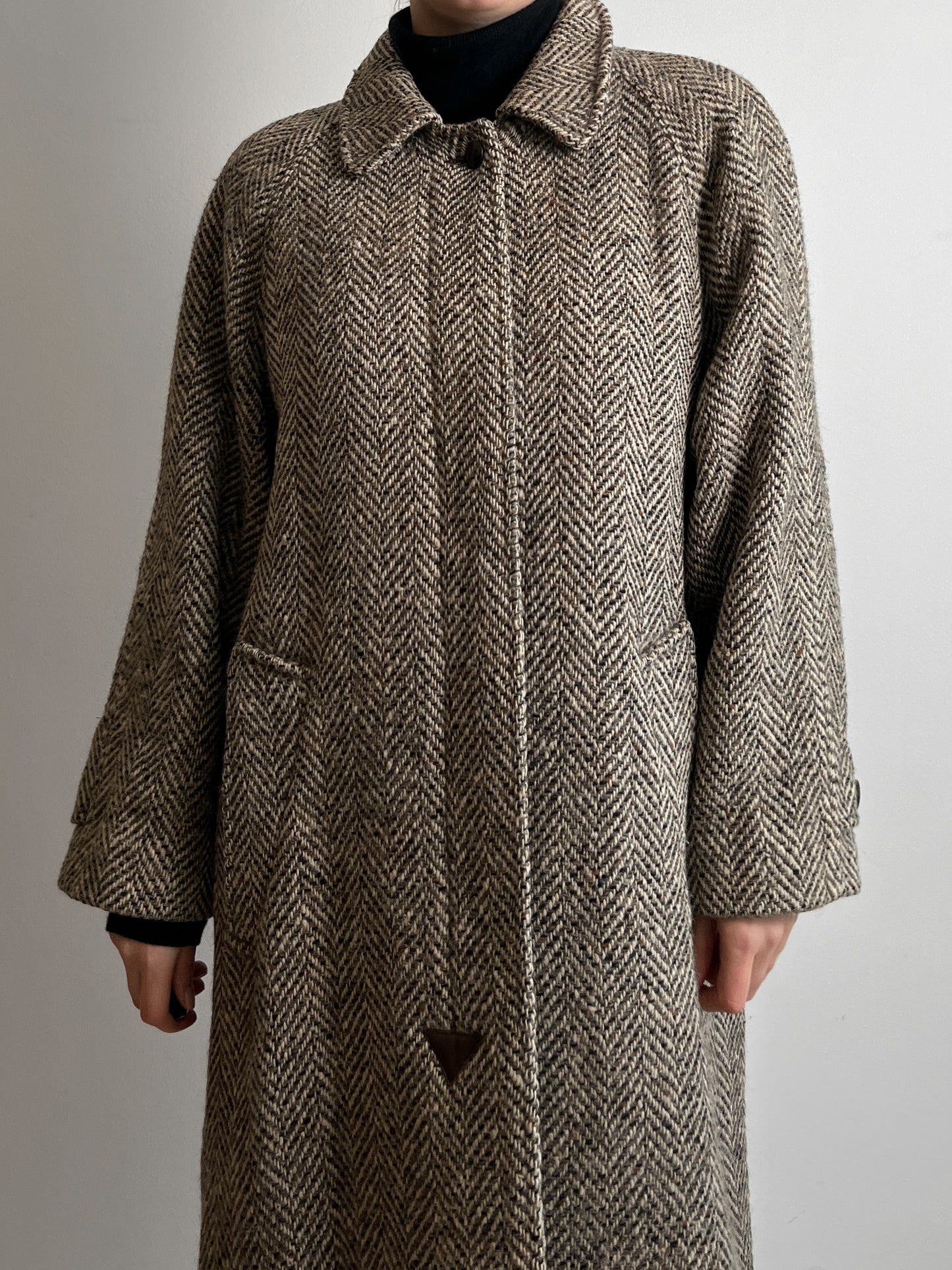 Pure virgin wool herringbone coat