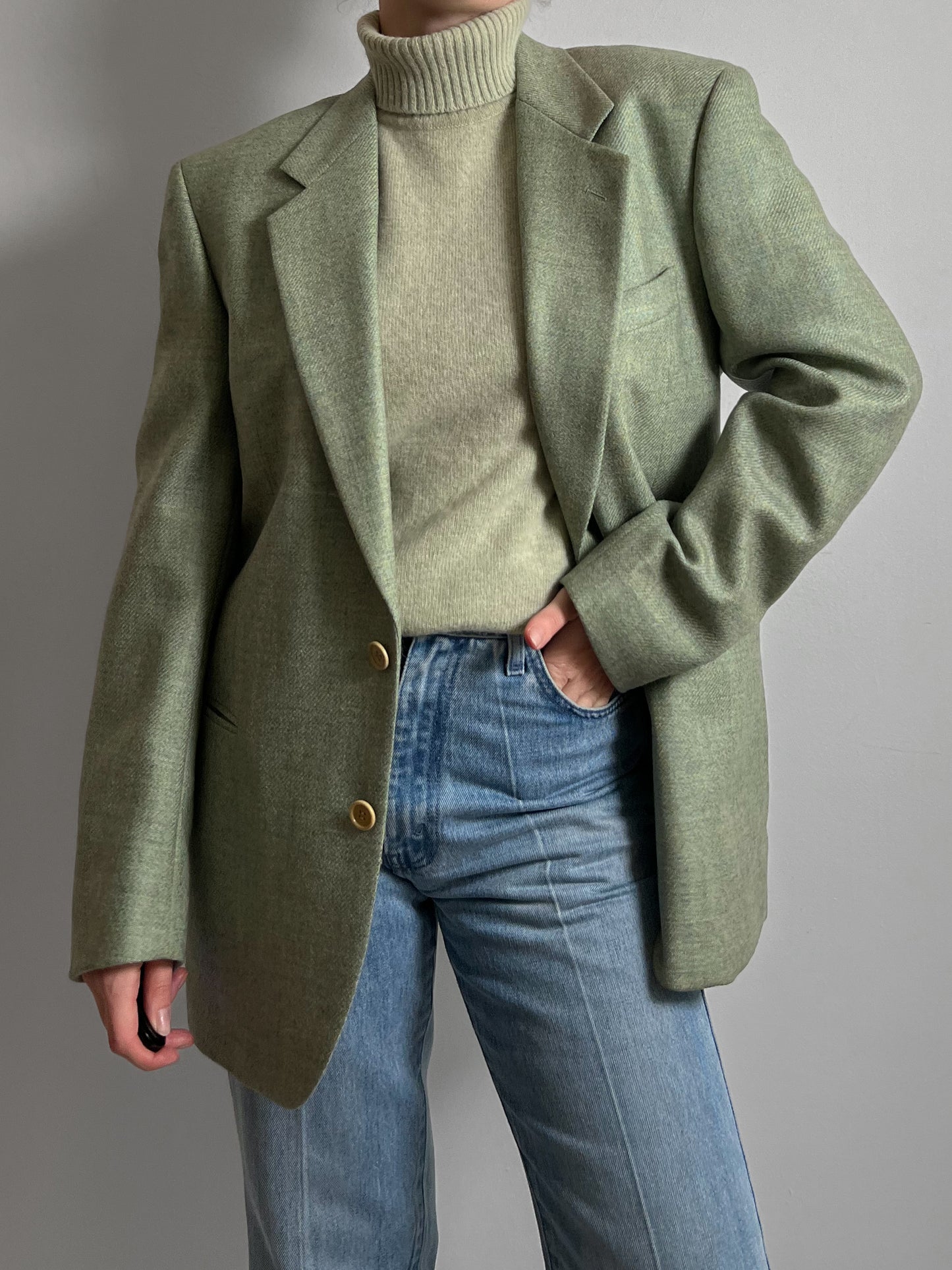 Pure virgin wool green blazer