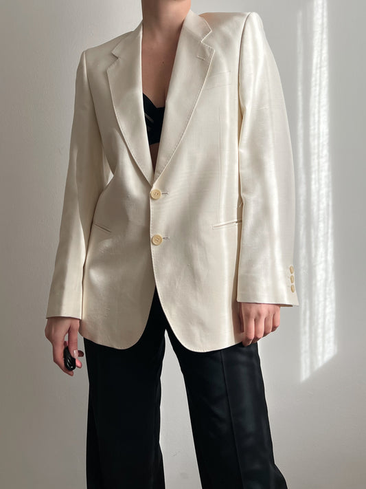 Blazer avorio in pura seta