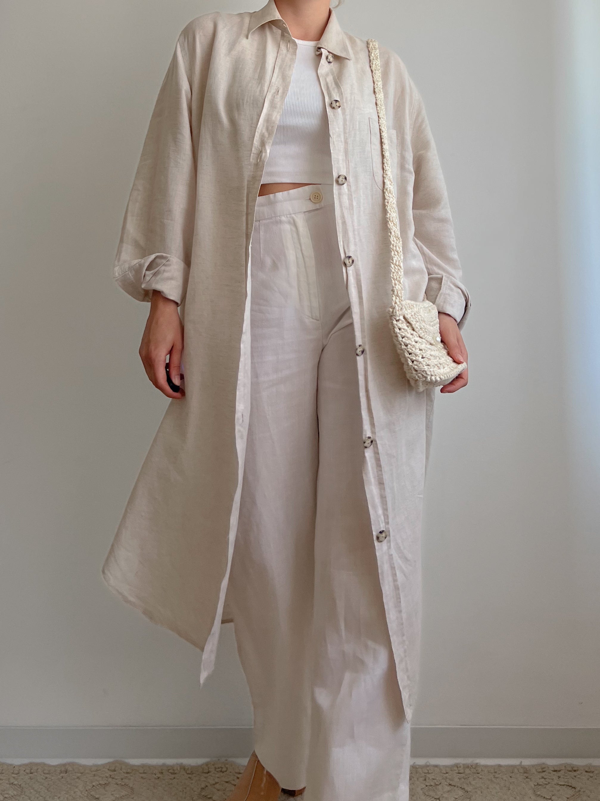Maxi camicia Les Copains in lino e cotone