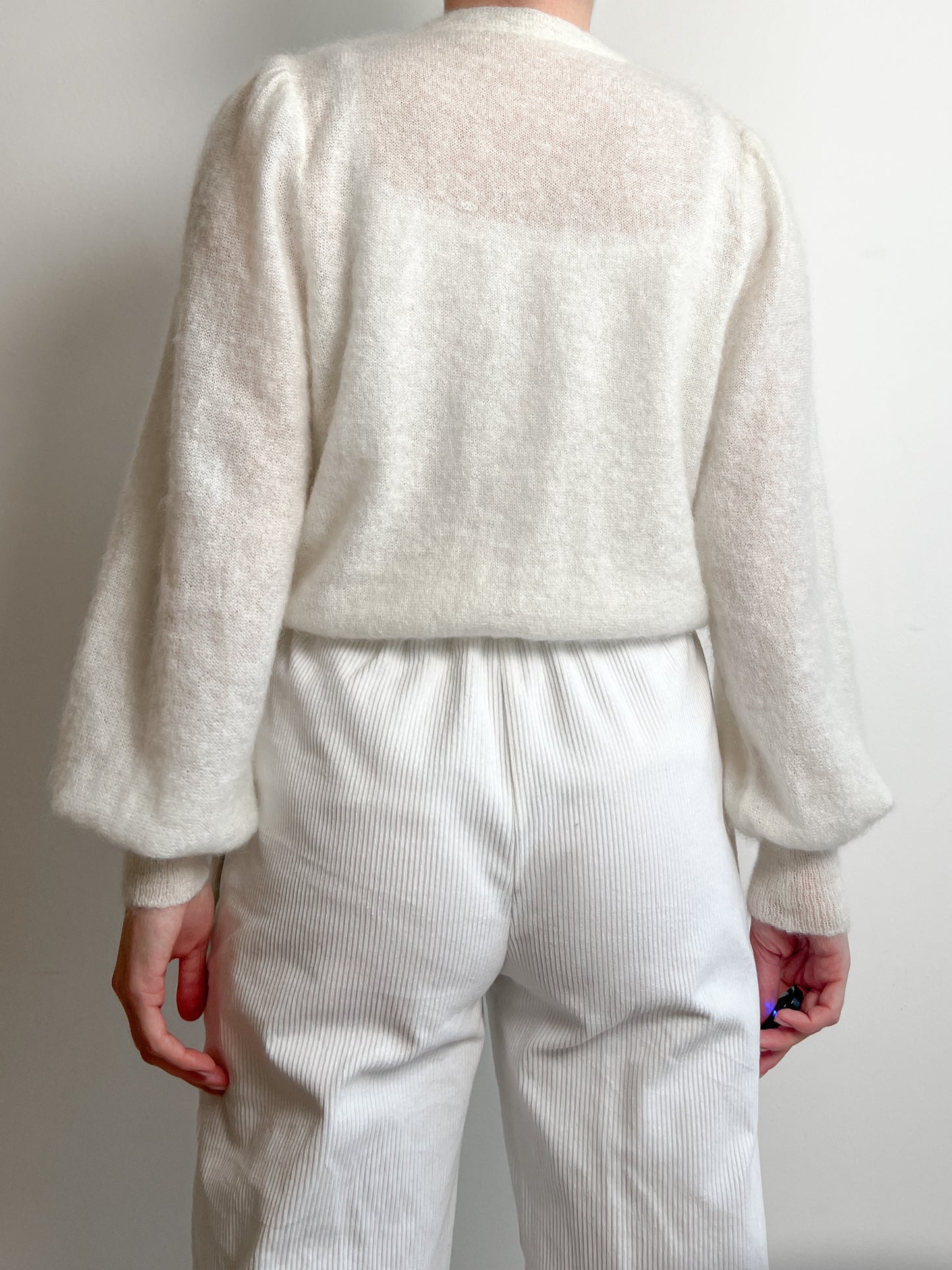 Mohair wool milk cardigan