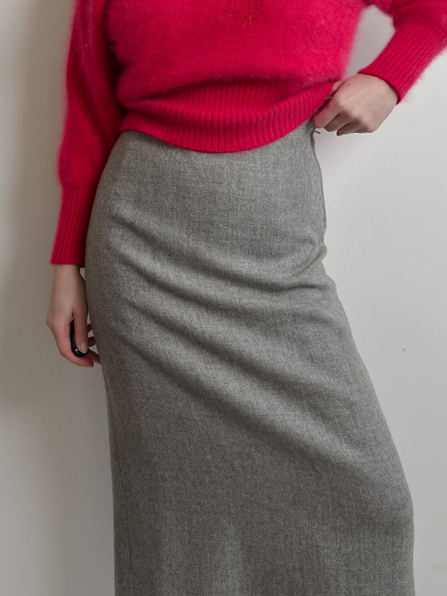 Pure wool grey midi skirt