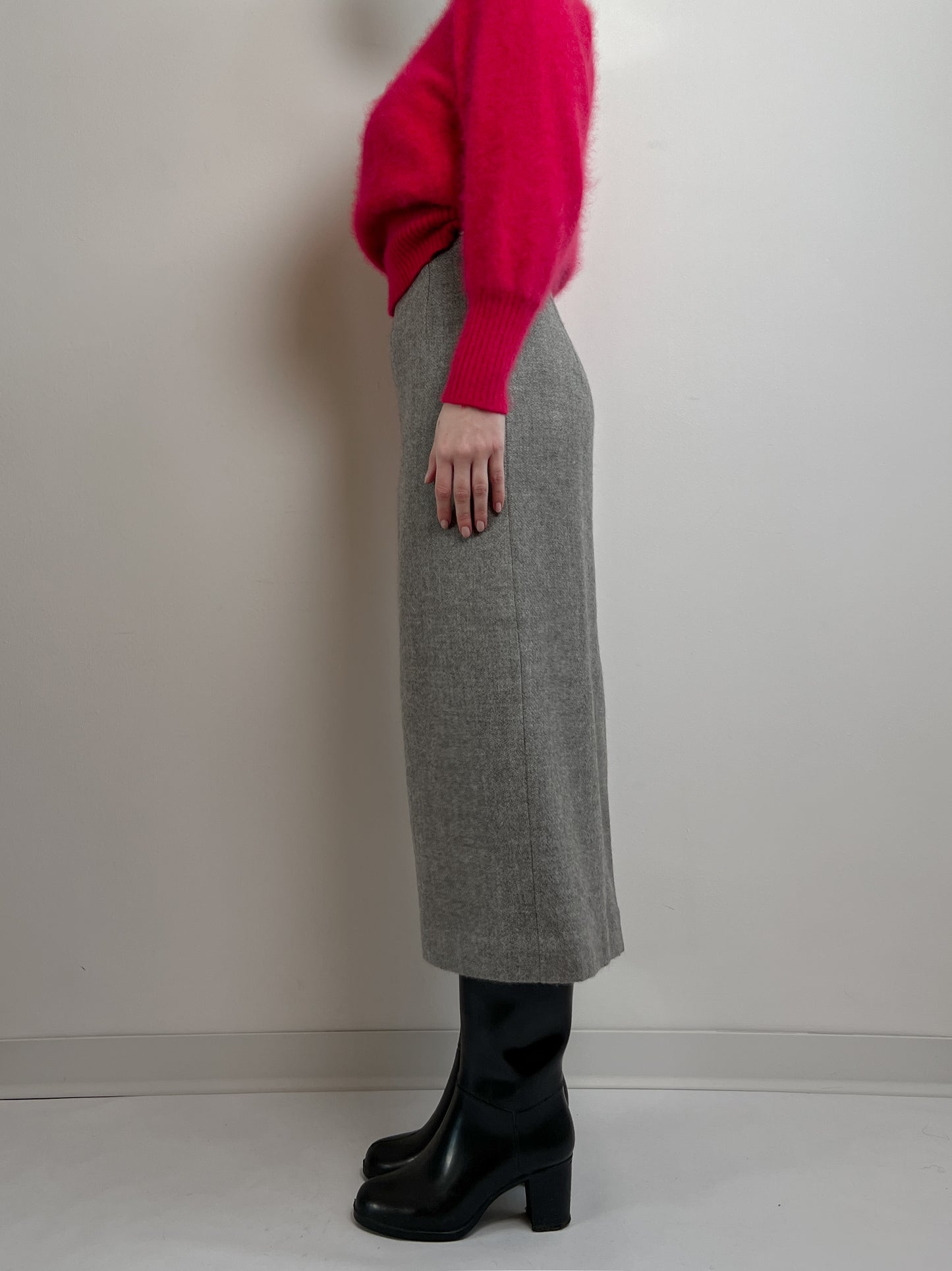 Pure wool grey midi skirt