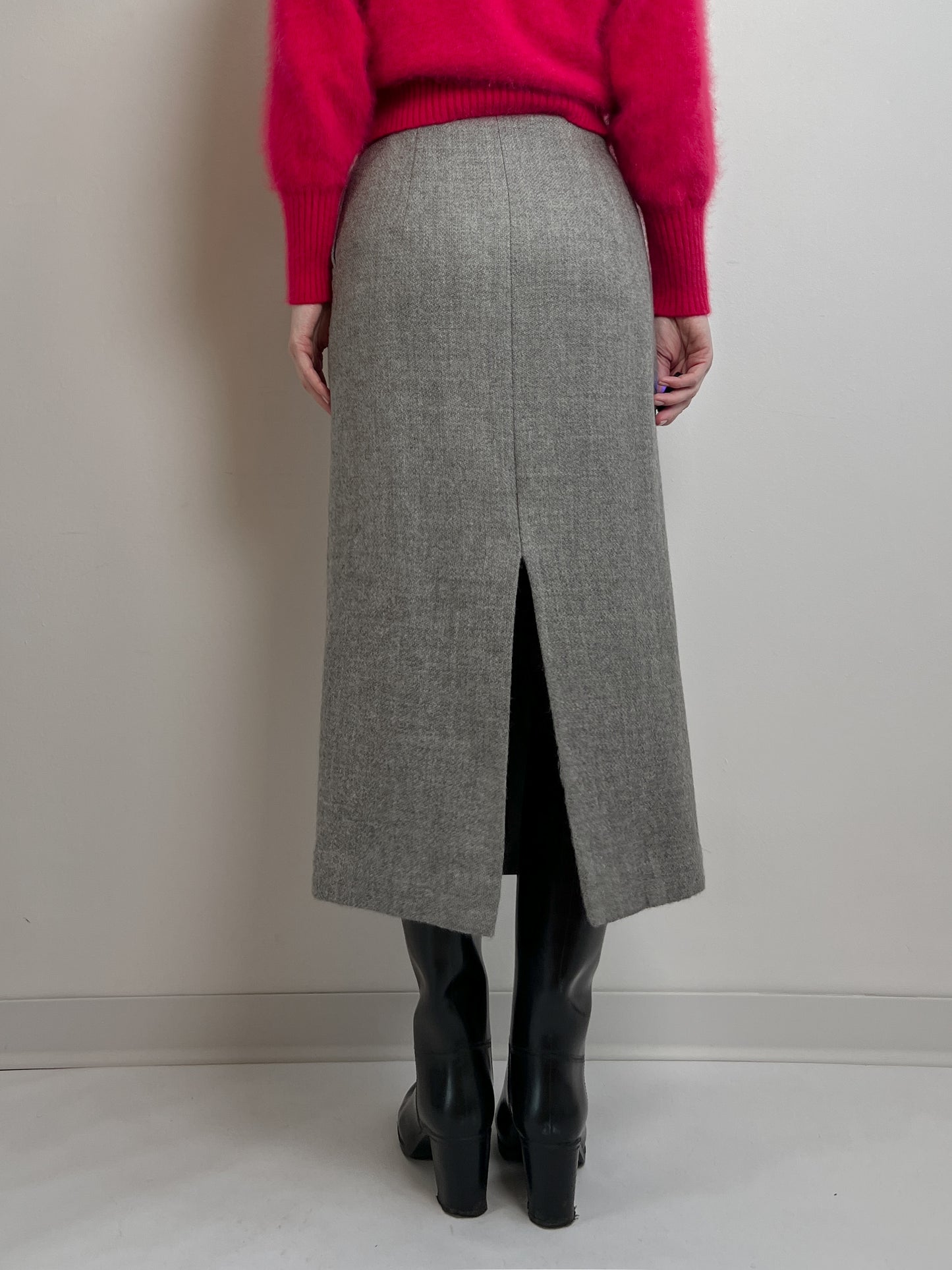 Pure wool grey midi skirt