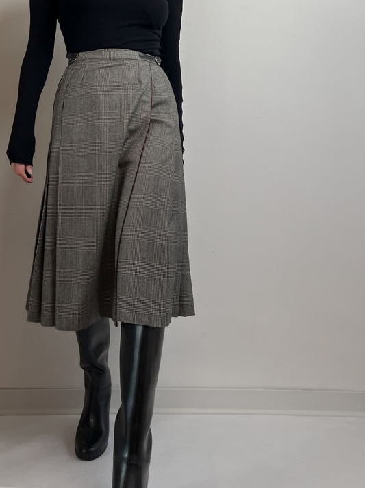 Pure wool pleated midi skirt