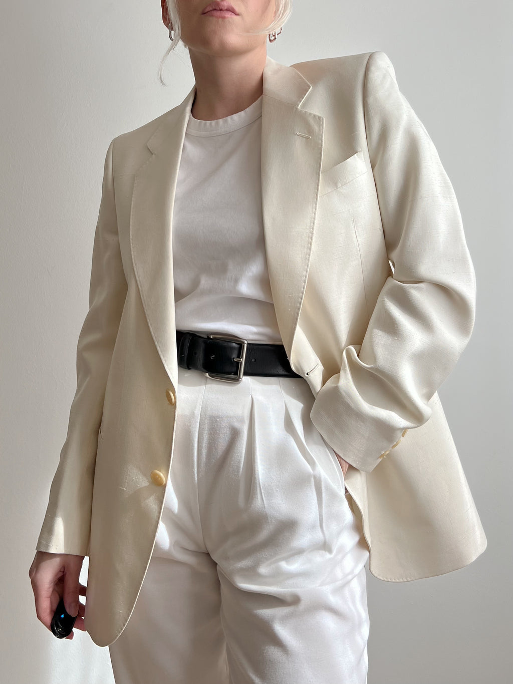 Blazer avorio in pura seta