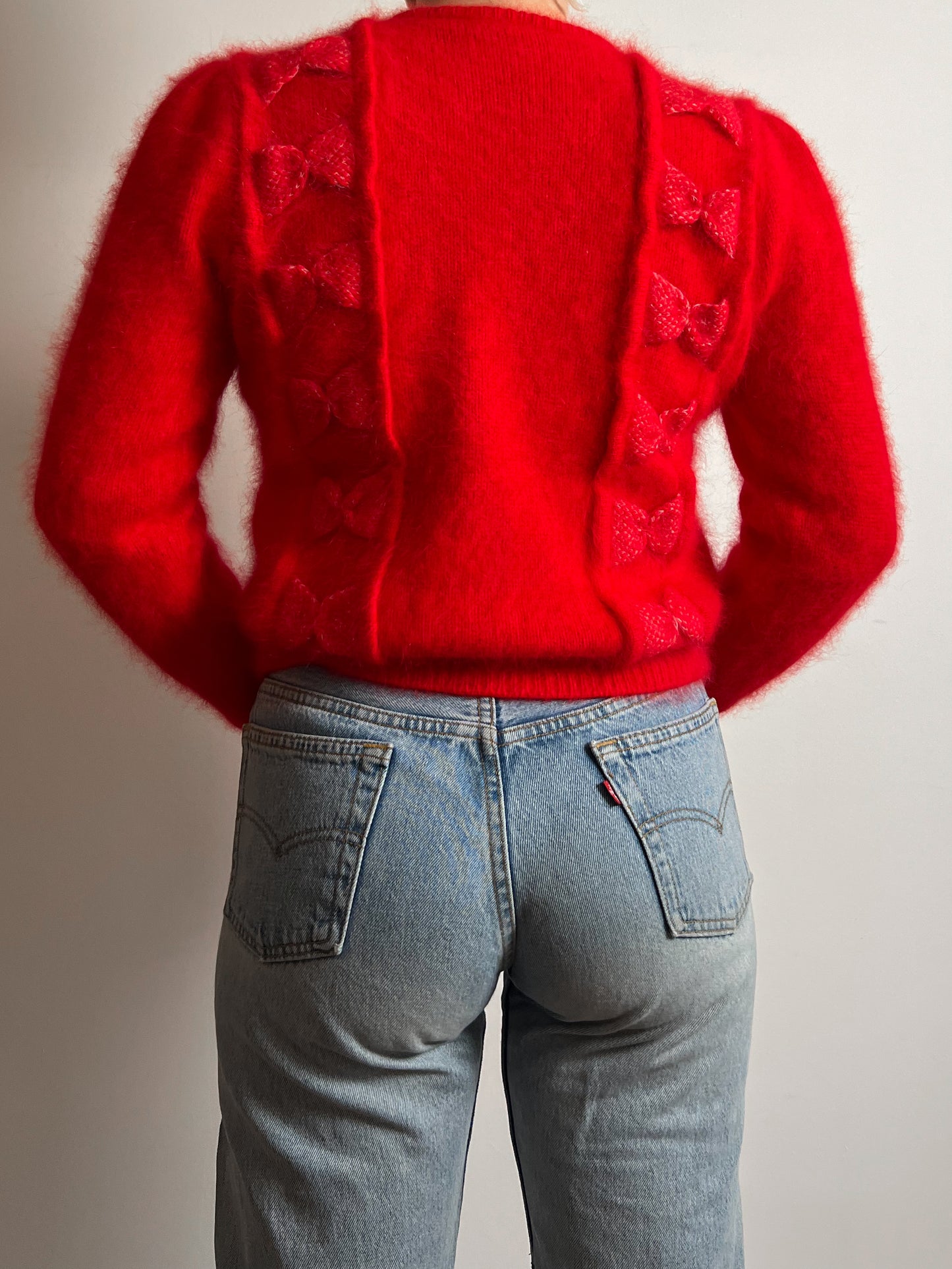 Angora and wool red cardigan