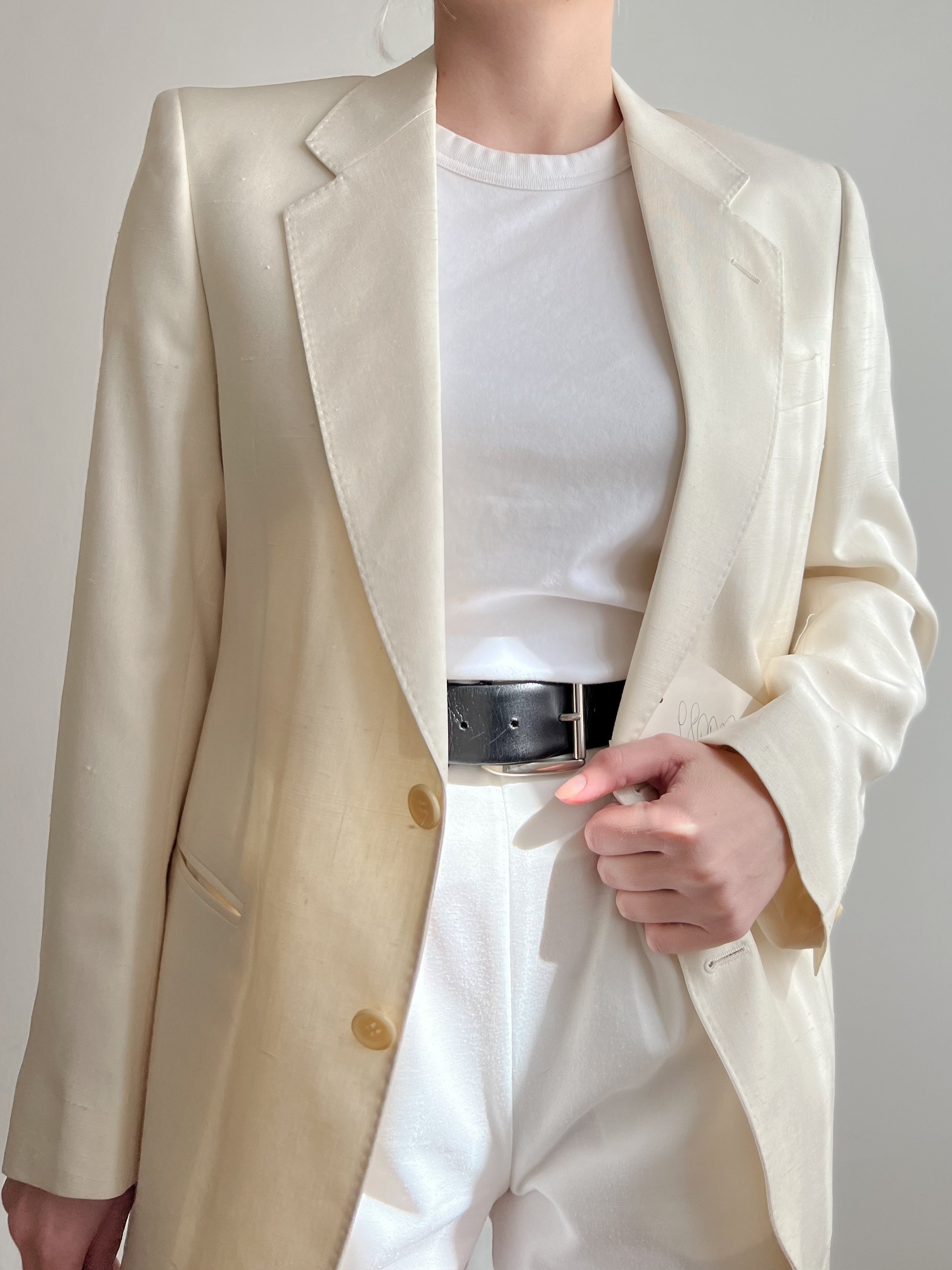 Blazer avorio in pura seta