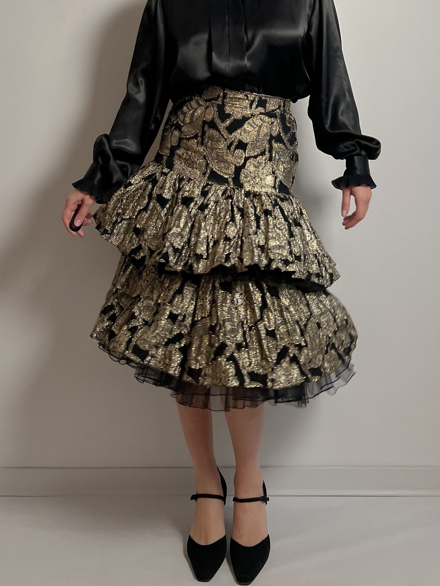 Tulle and lurex gold skirt