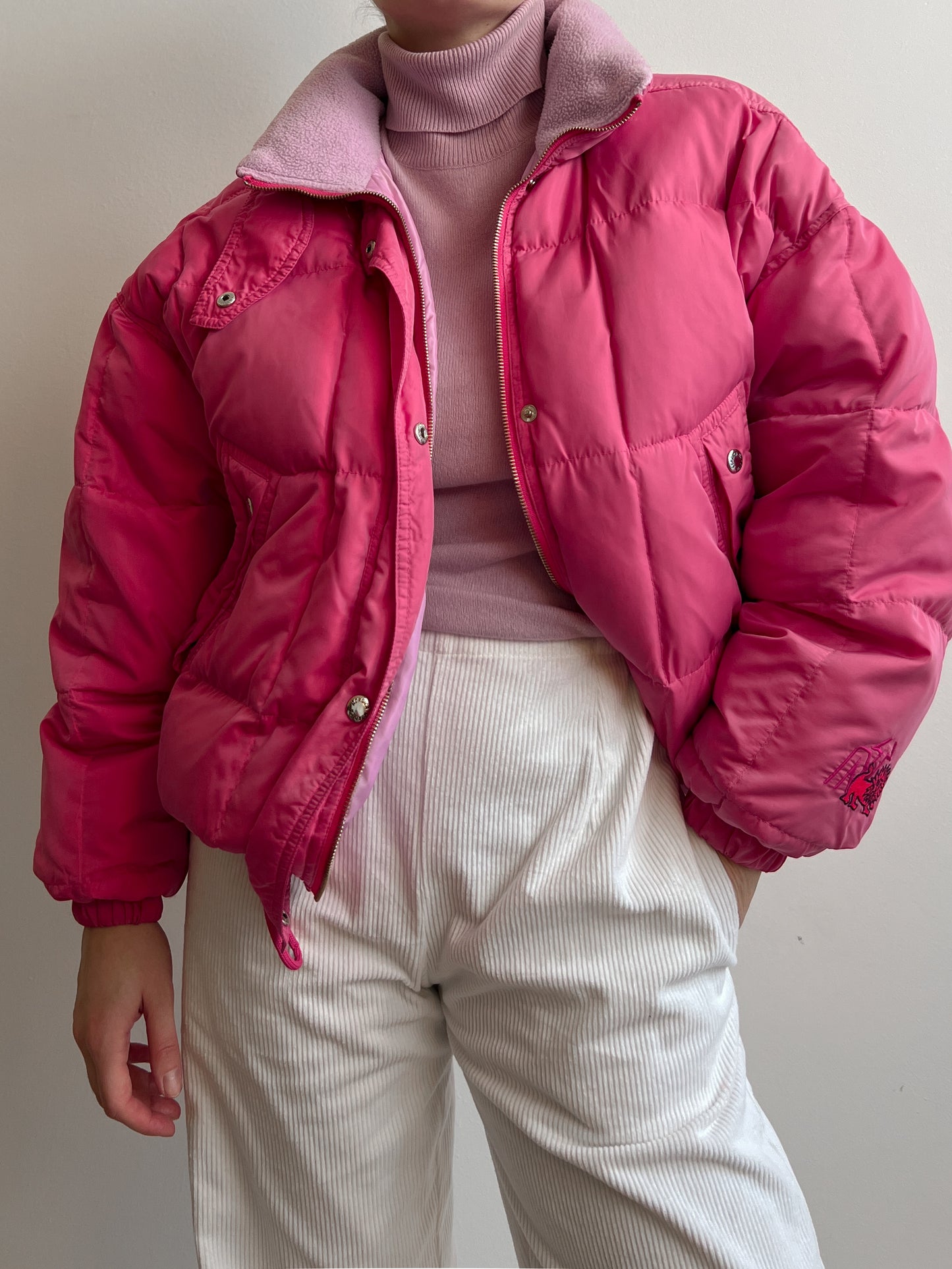 Pink puffer jacket