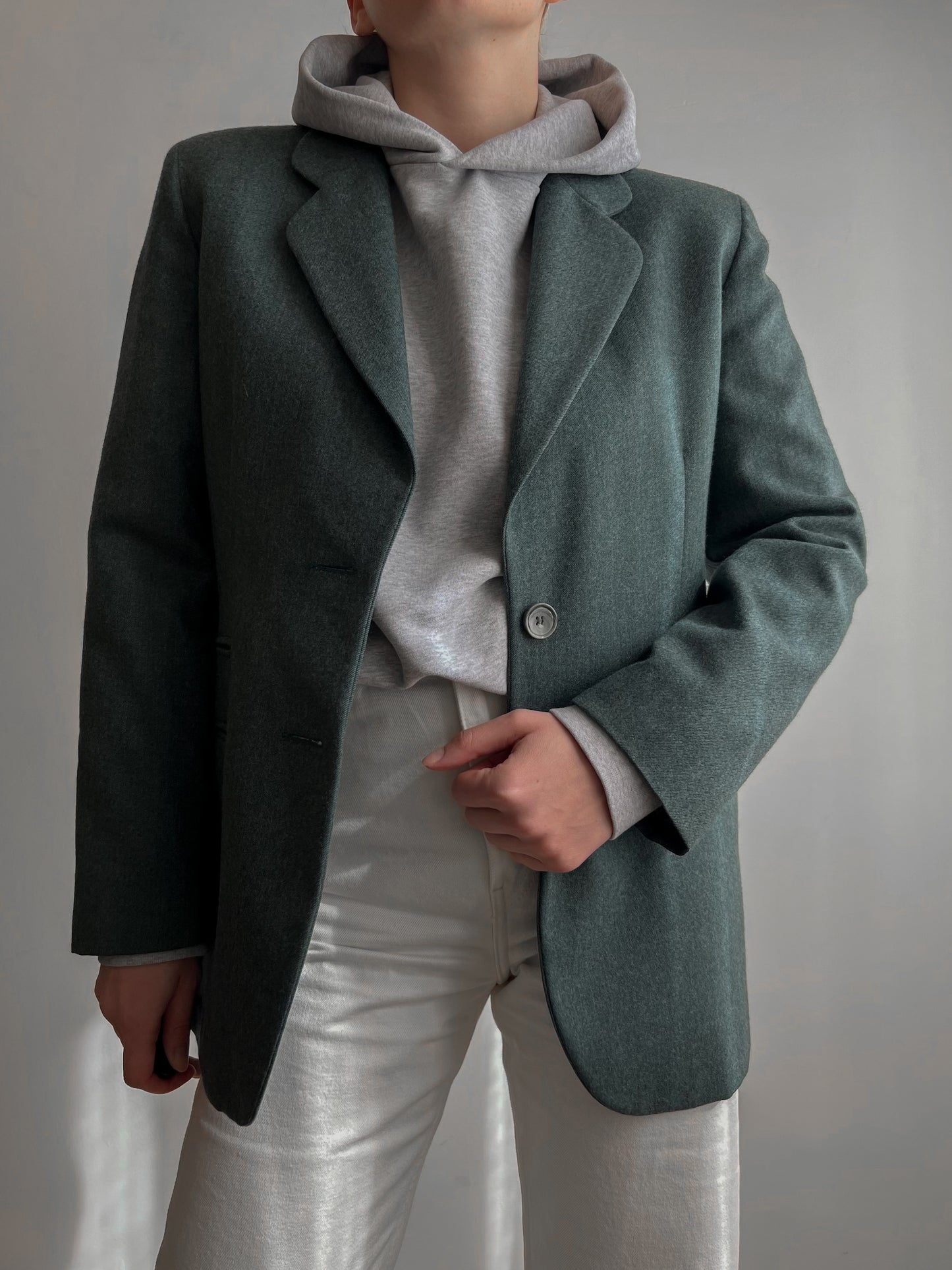 Blazer verde in pura lana vergine