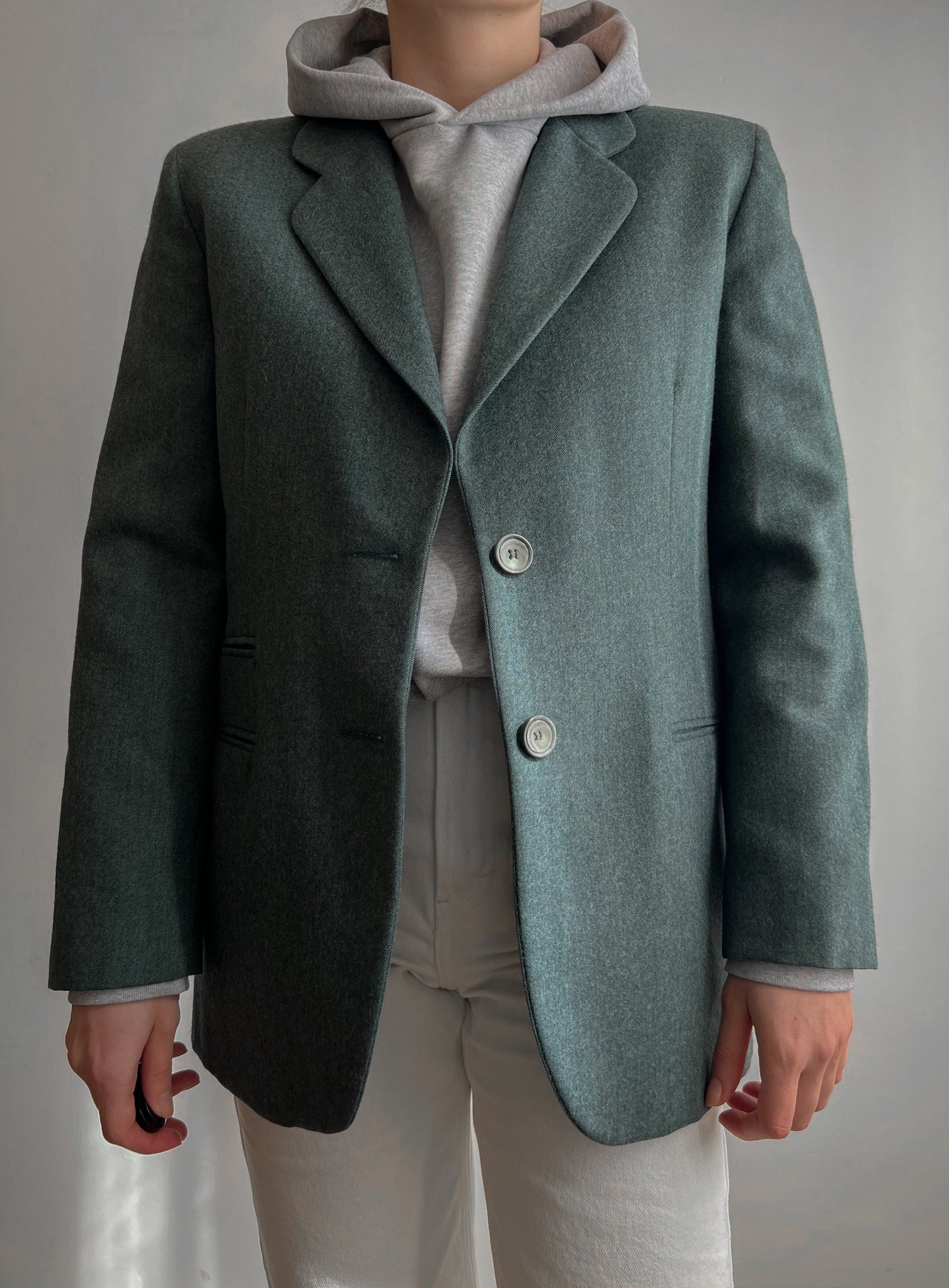 Blazer verde in pura lana vergine