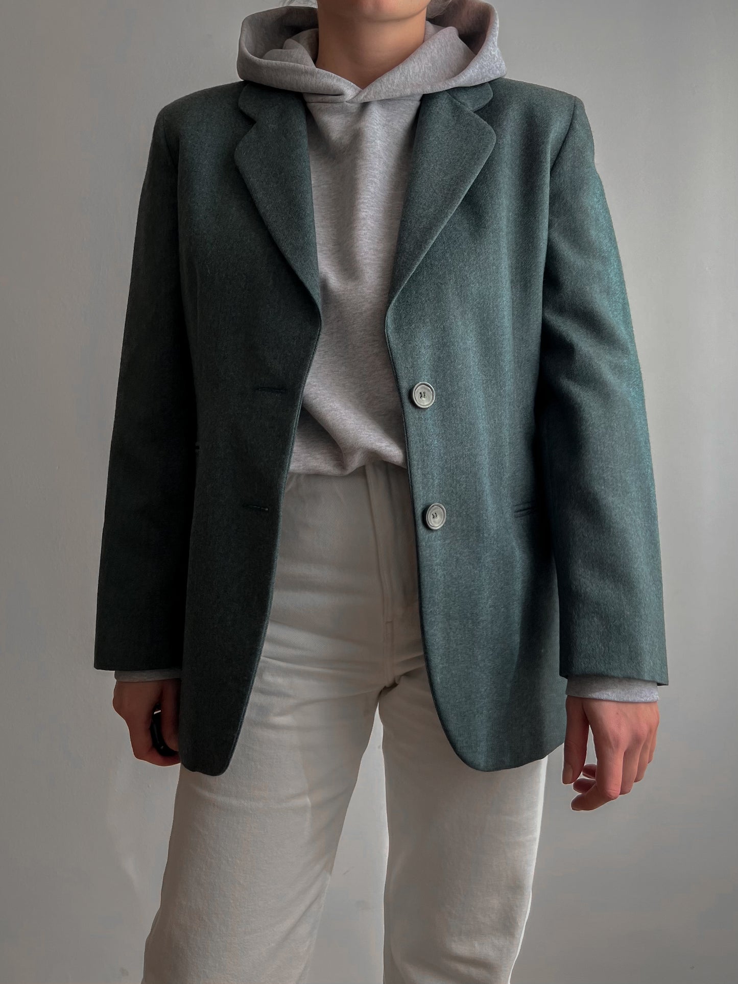 Blazer verde in pura lana vergine