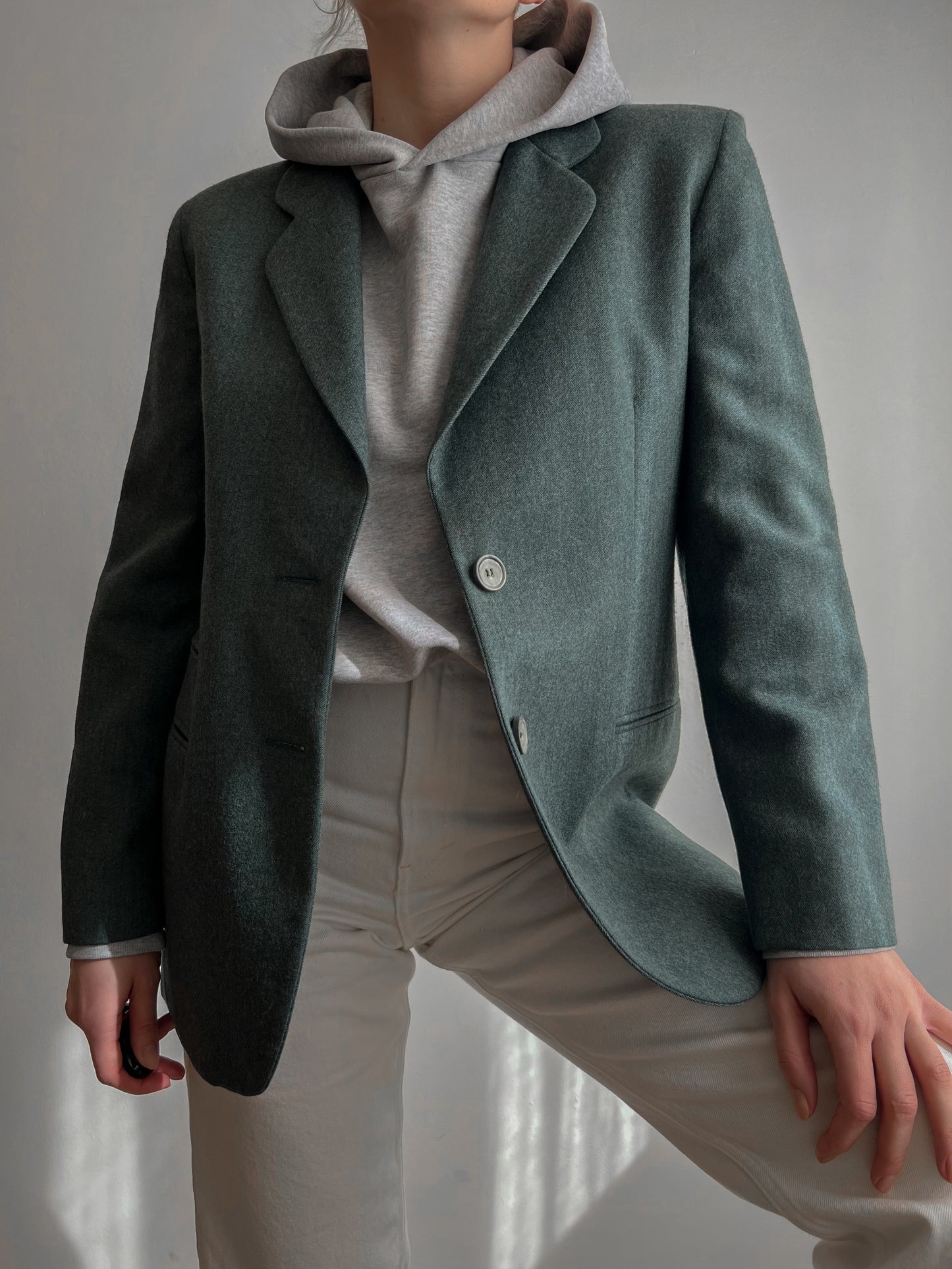 Blazer verde in pura lana vergine