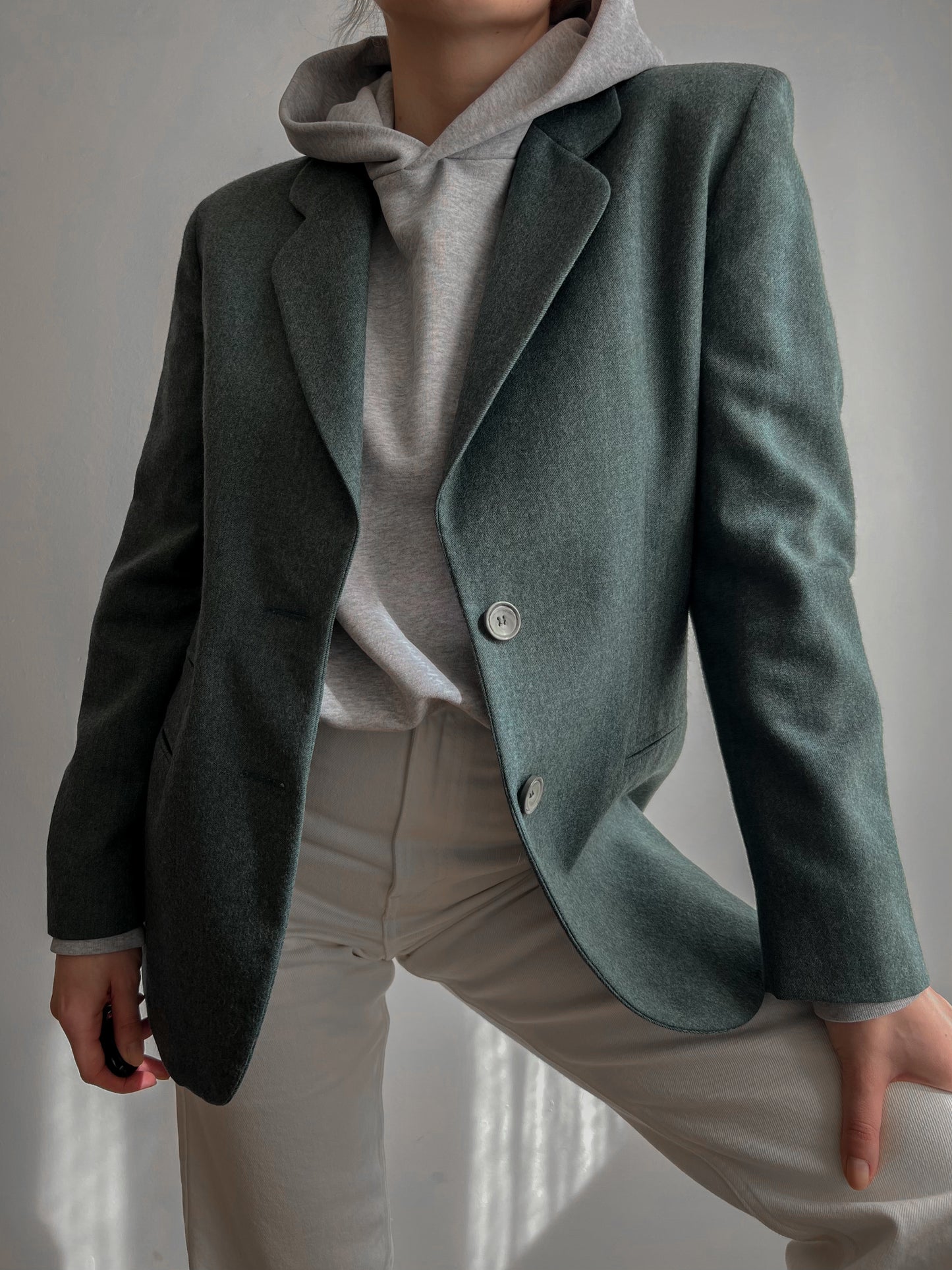 Blazer verde in pura lana vergine