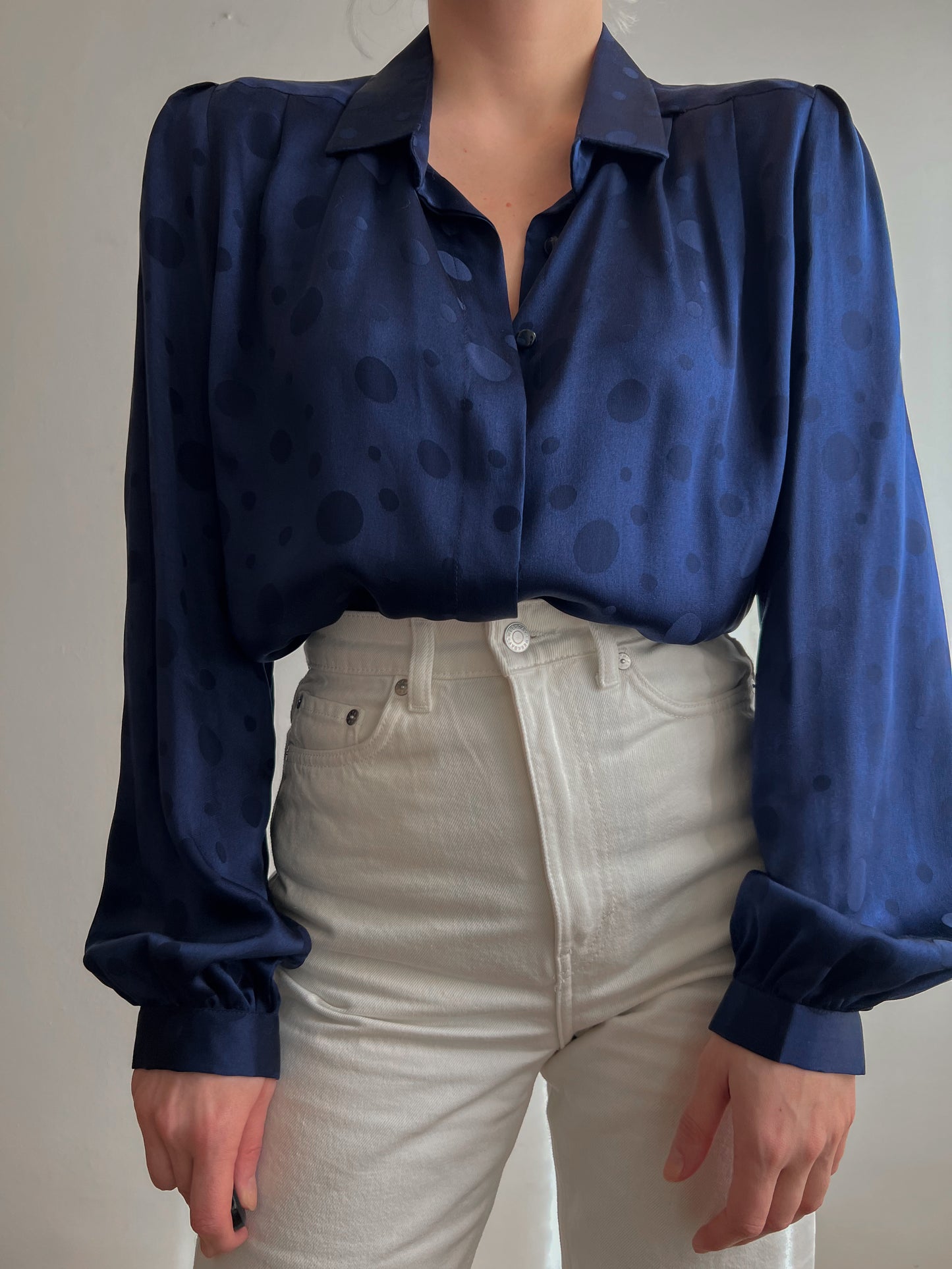 Camicia sartoriale blu in seta