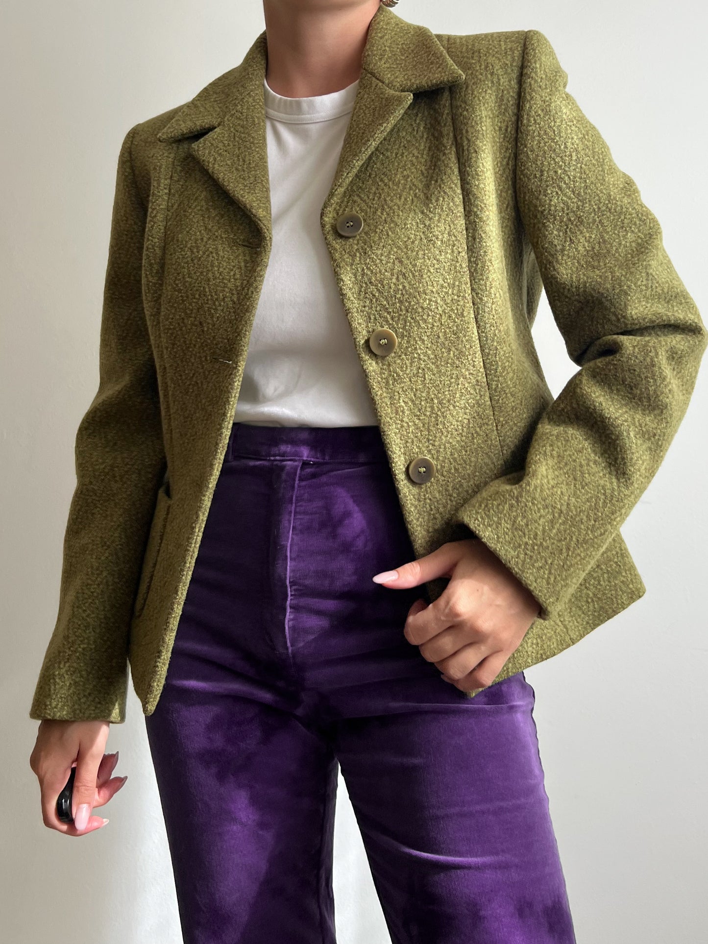 Blazer pistacchio in misto lana