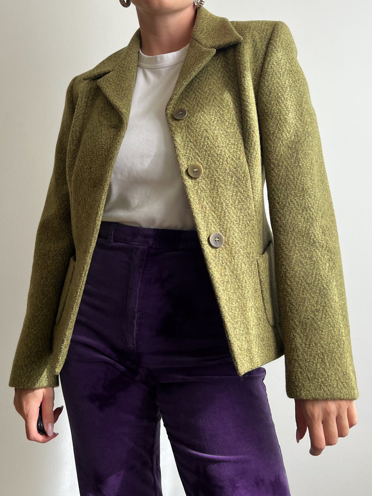 Blazer pistacchio in misto lana