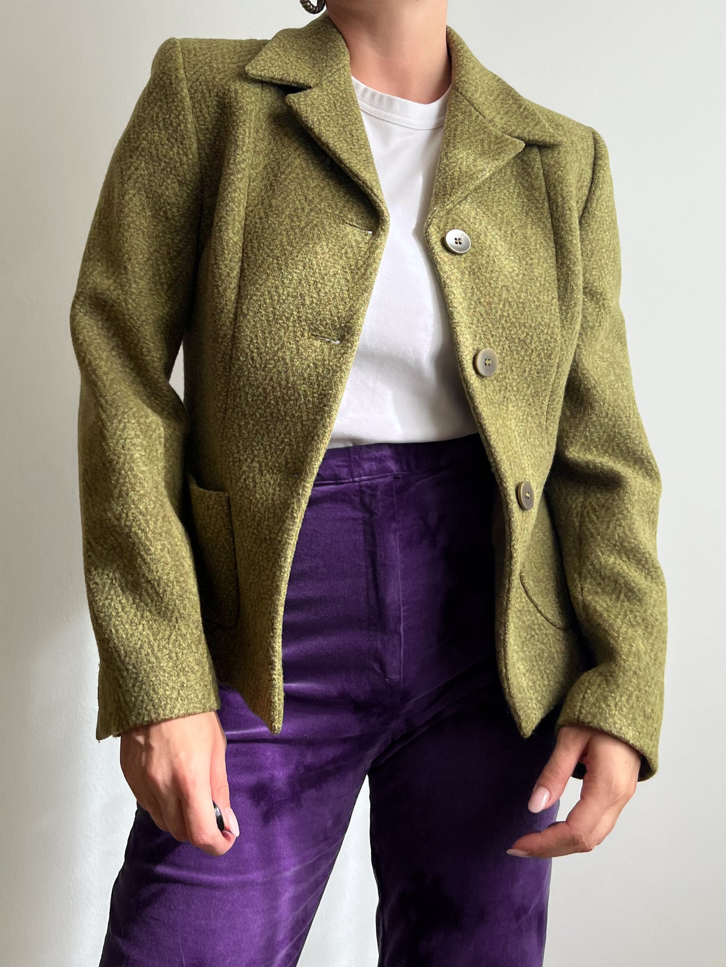 Blazer pistacchio in misto lana