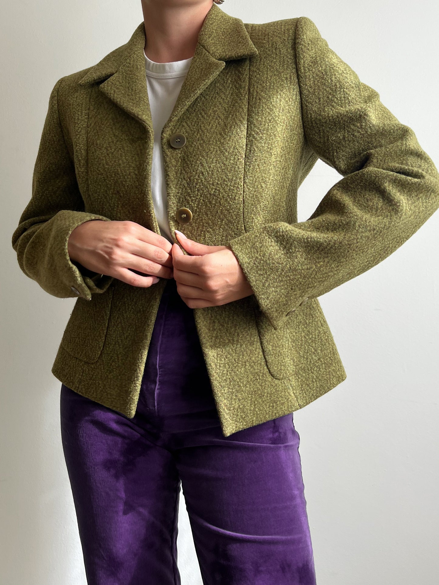 Blazer pistacchio in misto lana