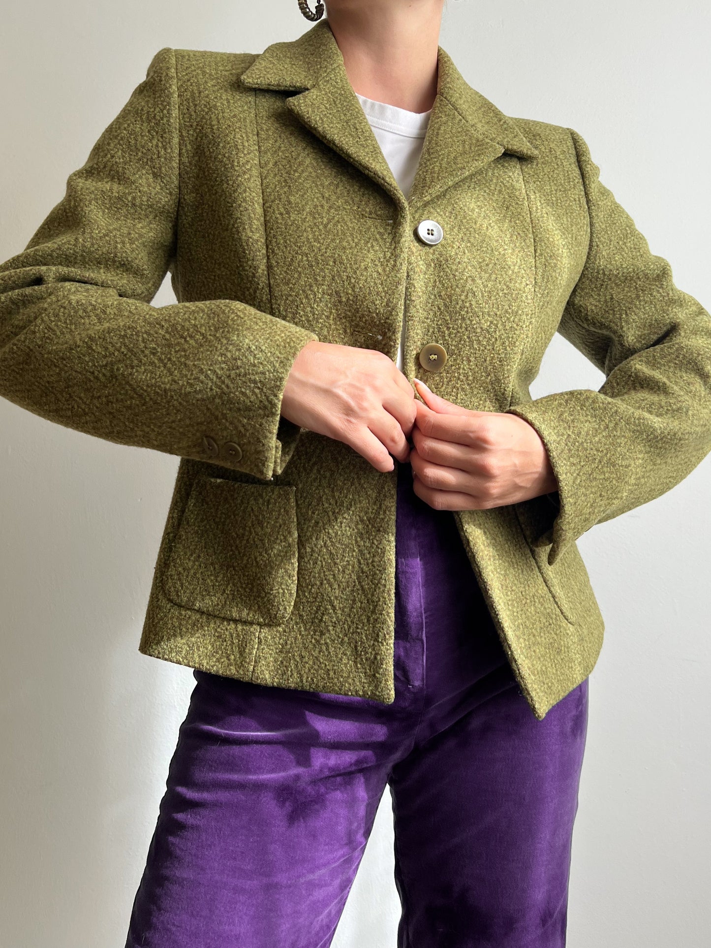 Blazer pistacchio in misto lana