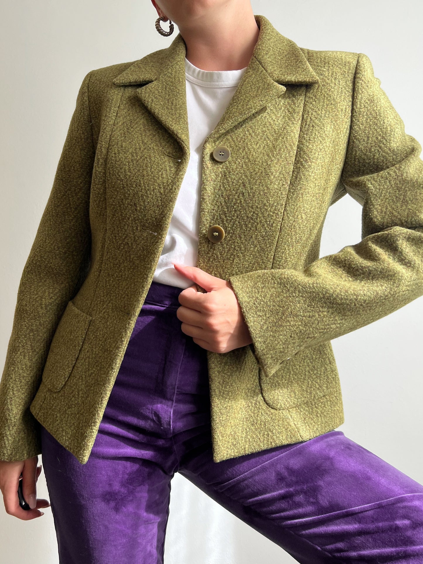 Blazer pistacchio in misto lana