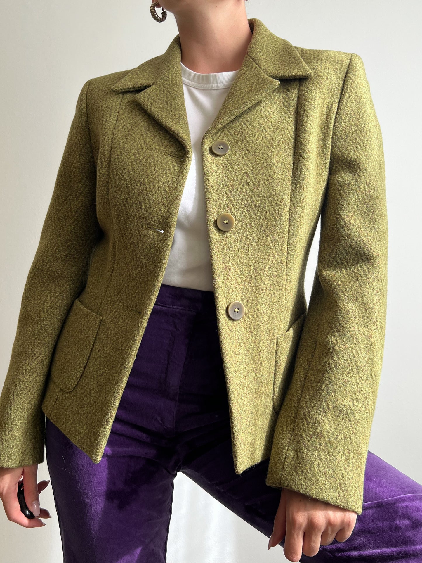 Blazer pistacchio in misto lana