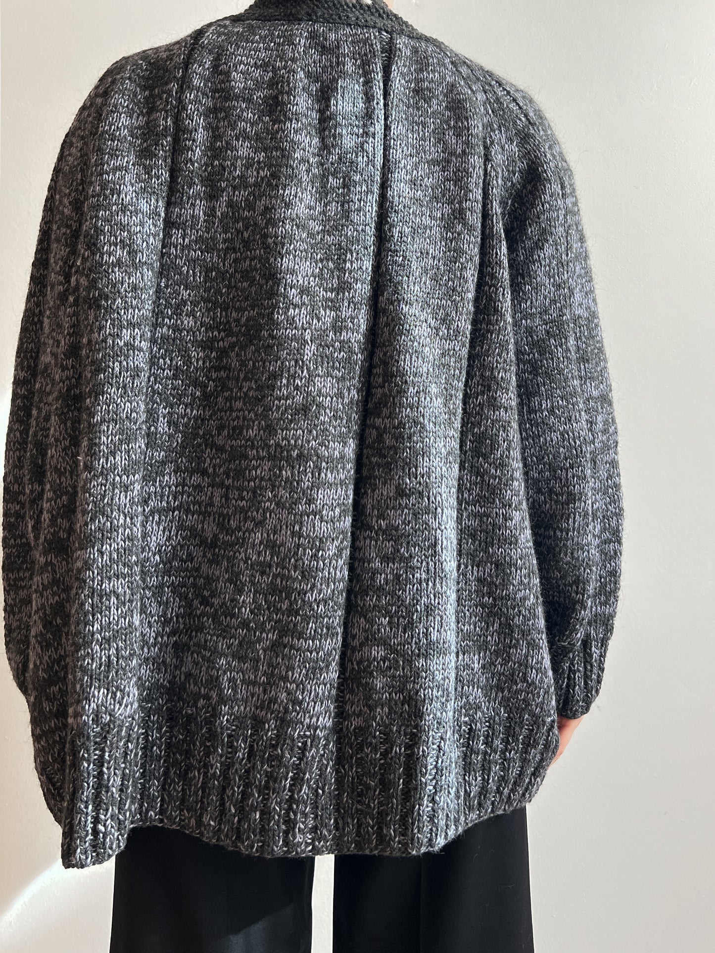 Pure wool embroidered grey cardigan