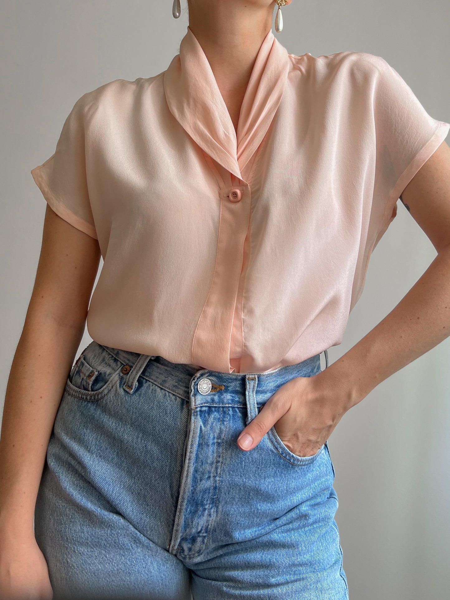 Blusa rosa in 100% seta