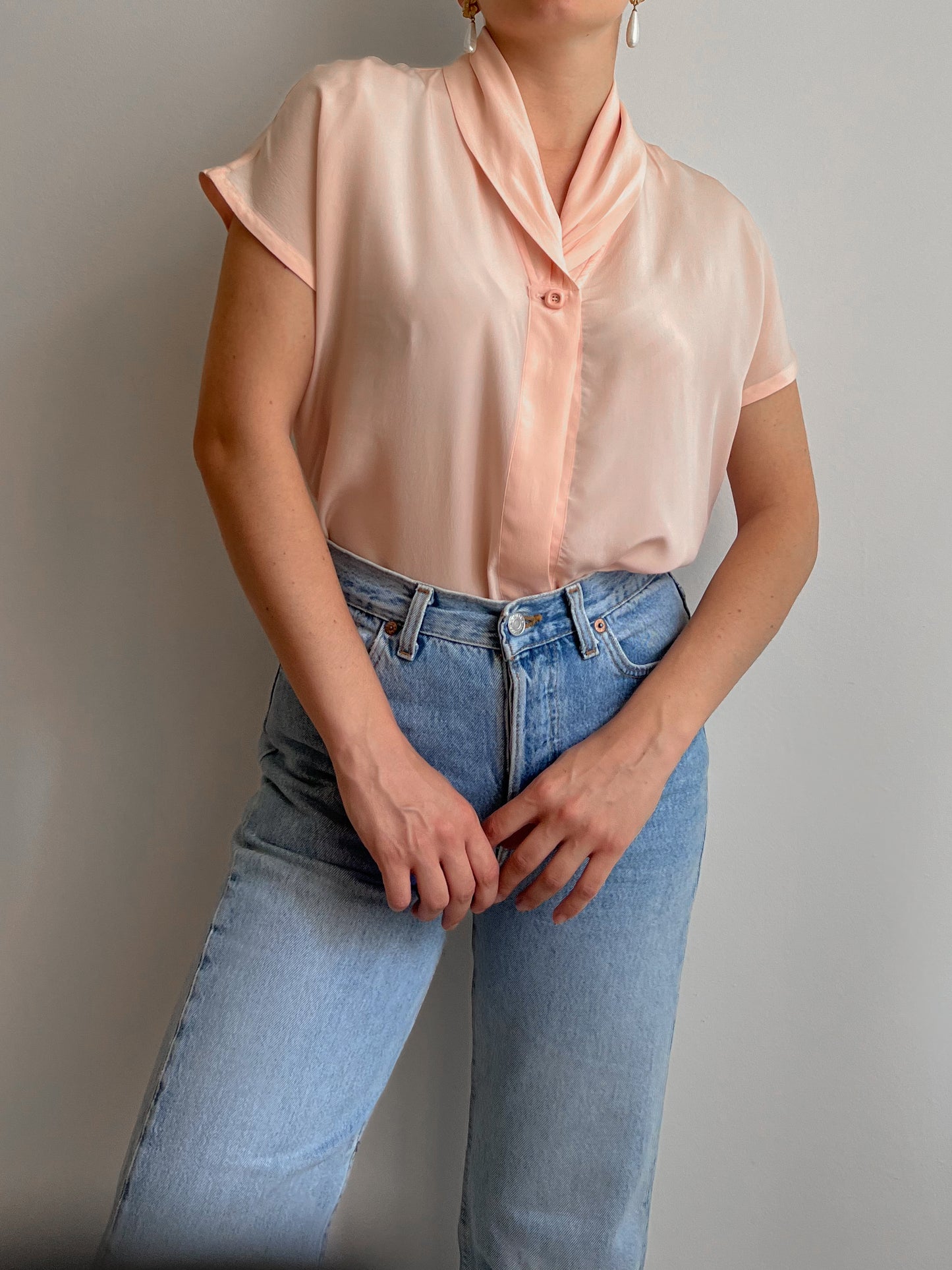 Blusa rosa in 100% seta