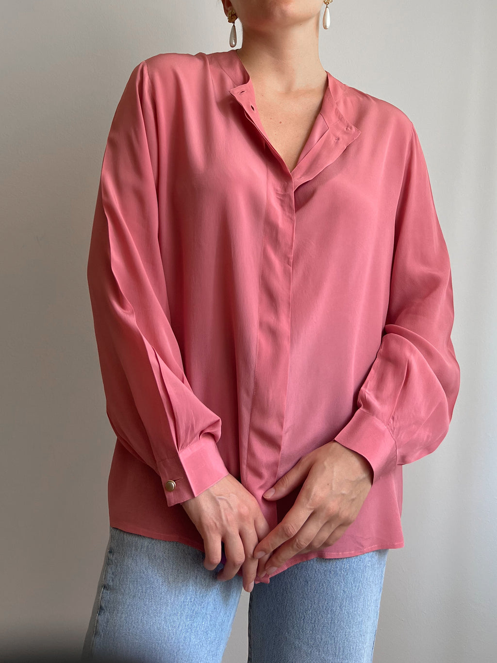 Blusa malva in misto seta
