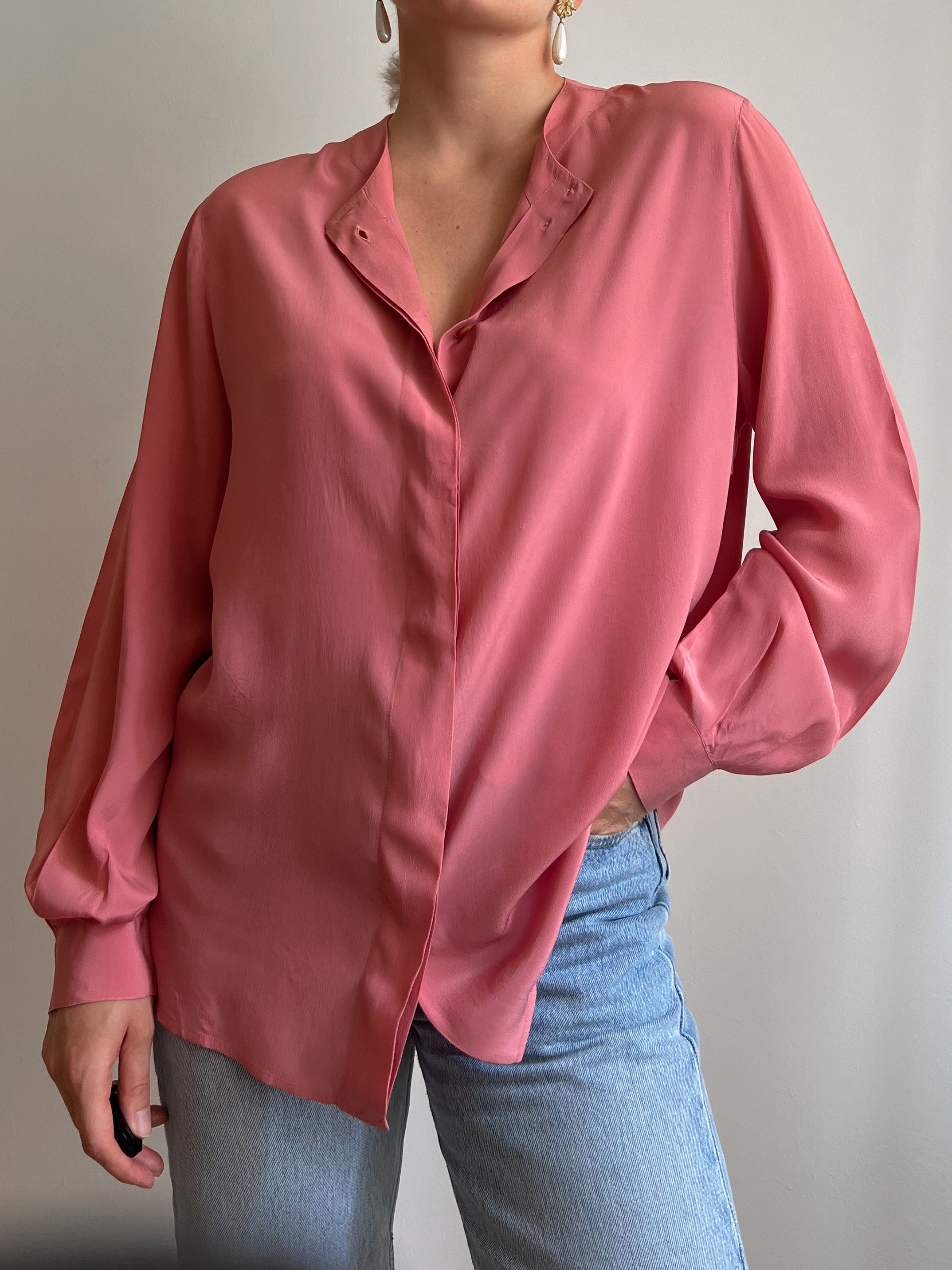 Blusa malva in misto seta