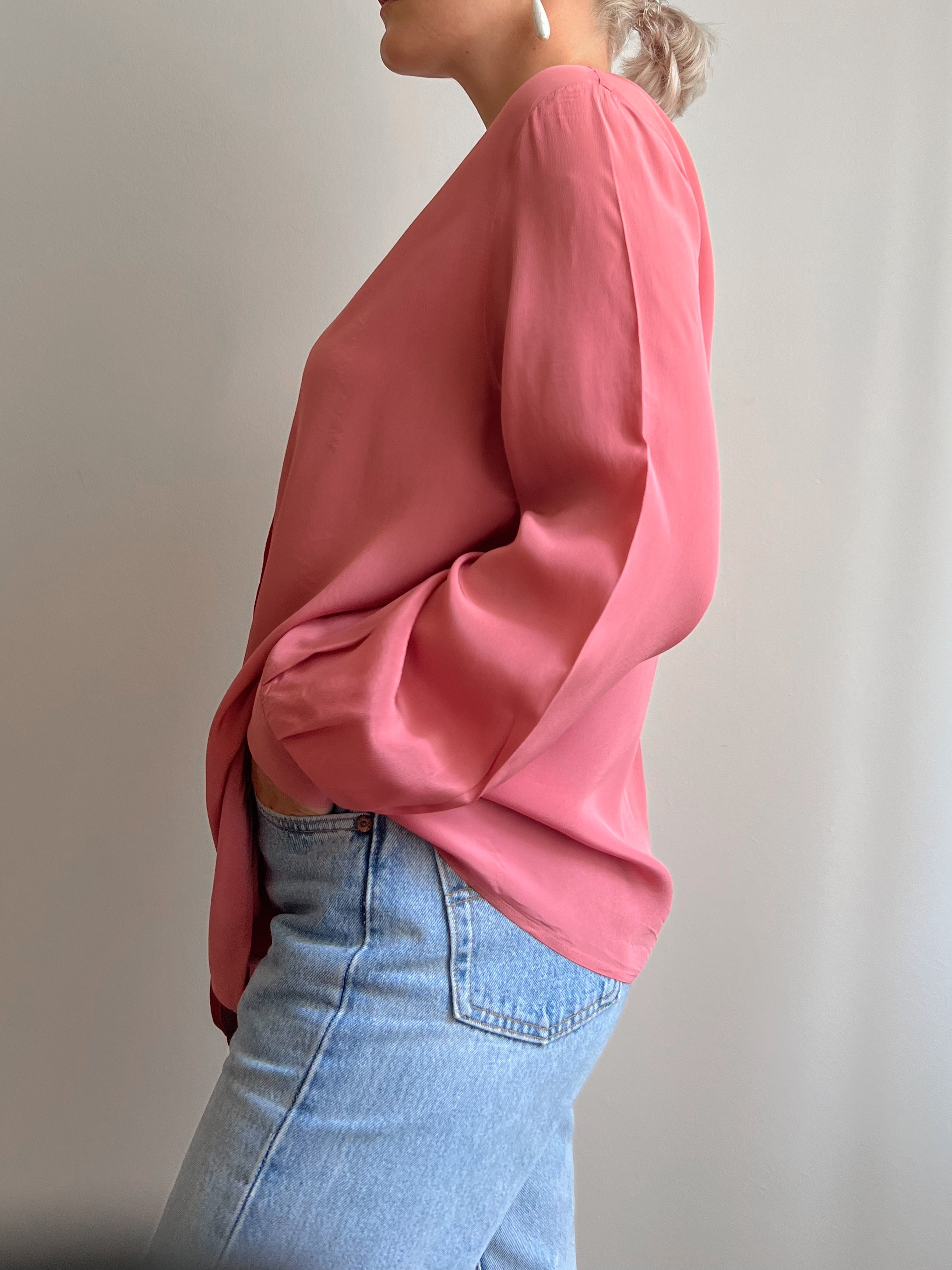 Blusa malva in misto seta