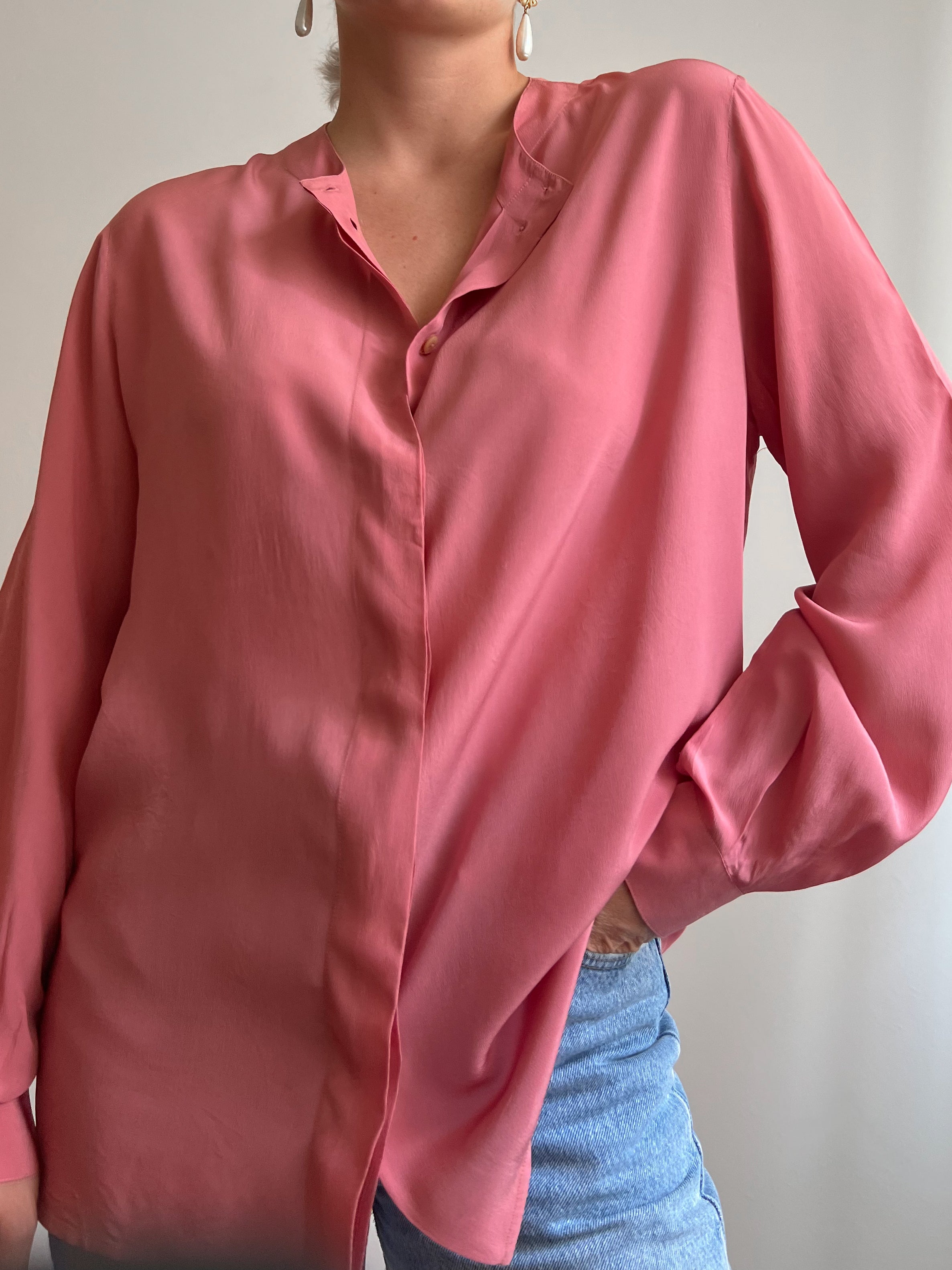 Blusa malva in misto seta